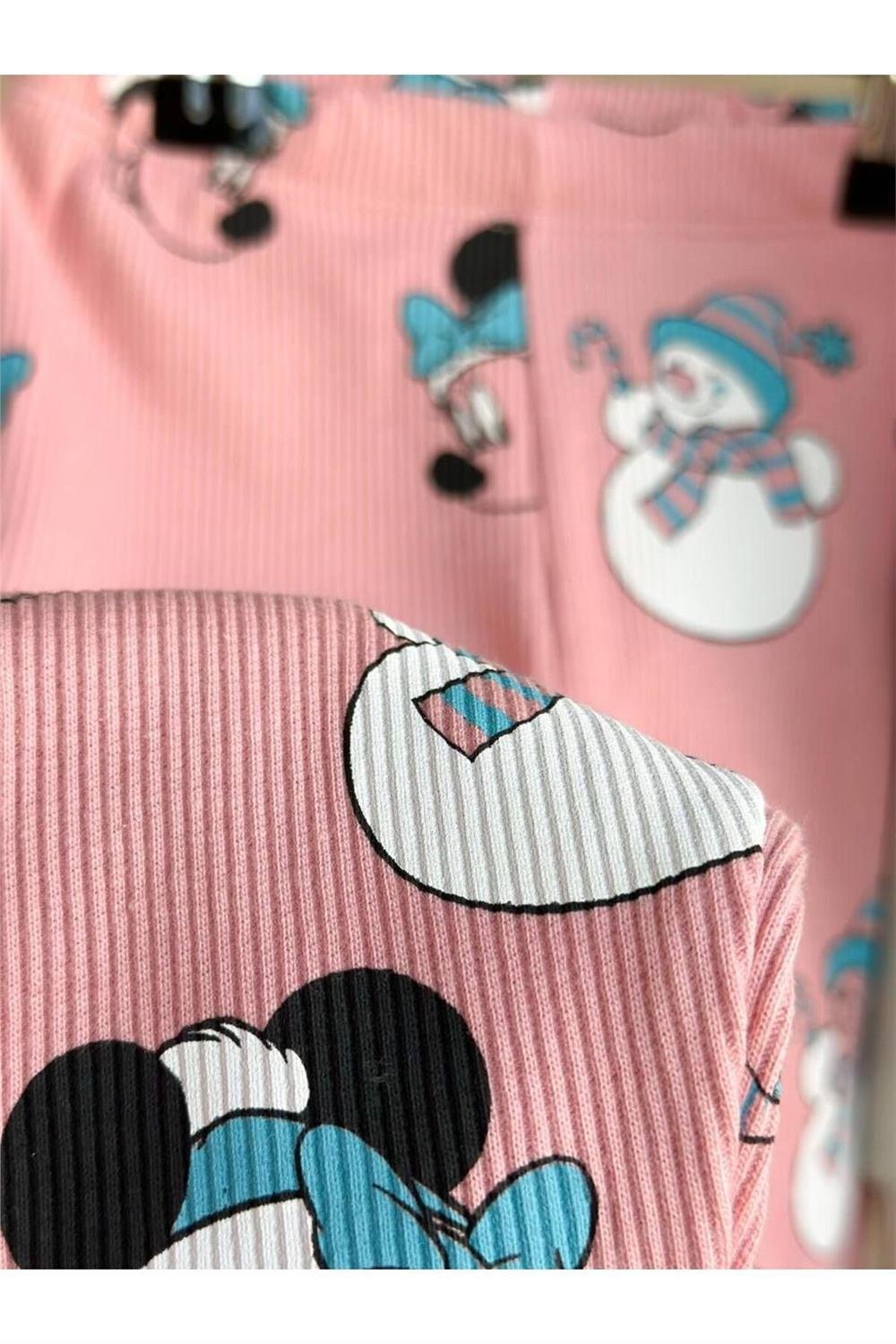 Kız Çocuk Mickey Mouse Detaylı Fitilli Taytlı Takım