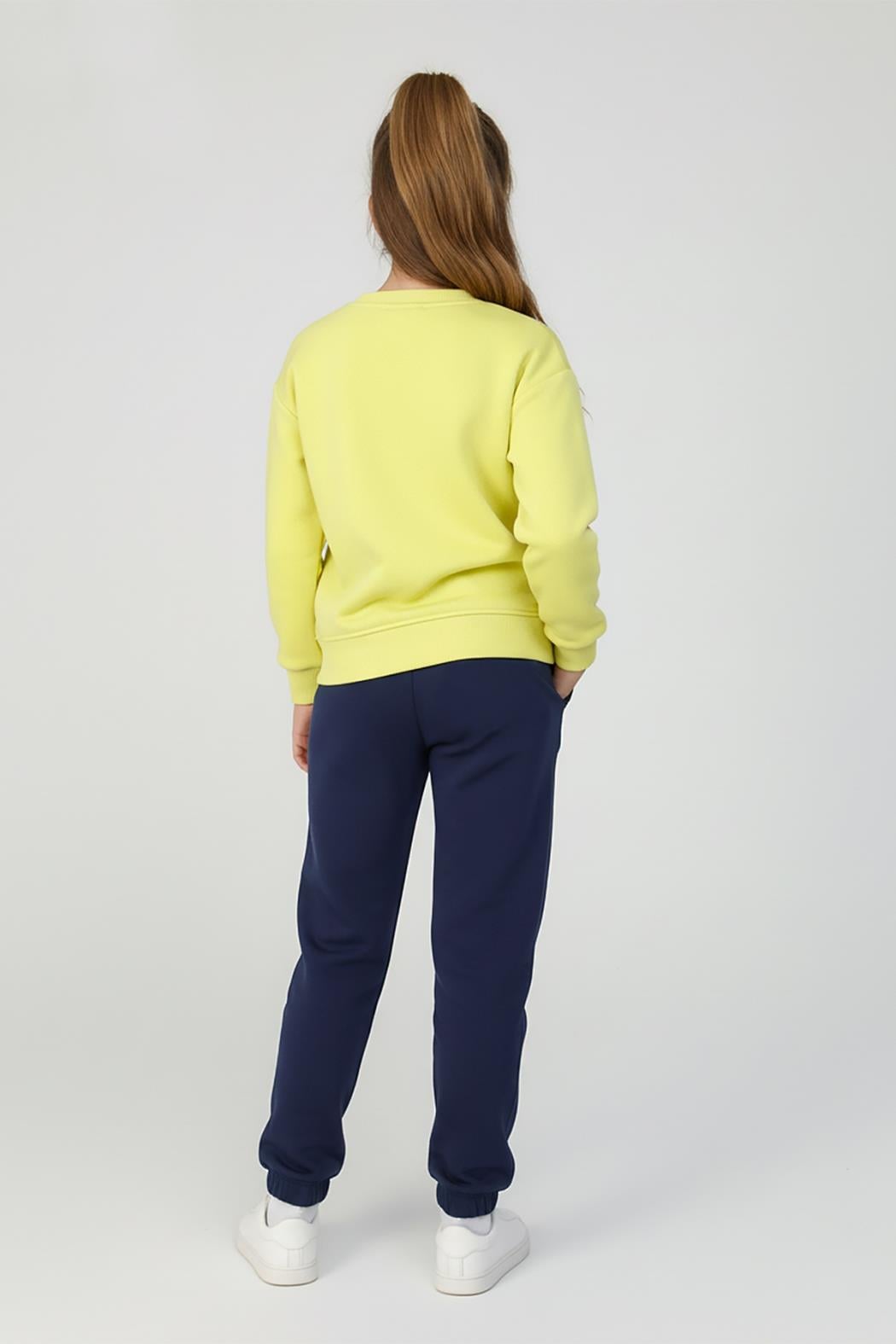 Kız Çocuk Neon Baskılı Los Angeles Sweatshirt Takım