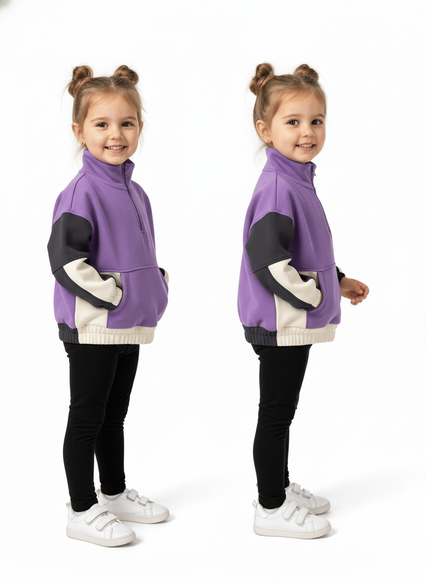 Kız Çocuk Nex Cepli ve Fermuarlı Renkli Sweatshirt