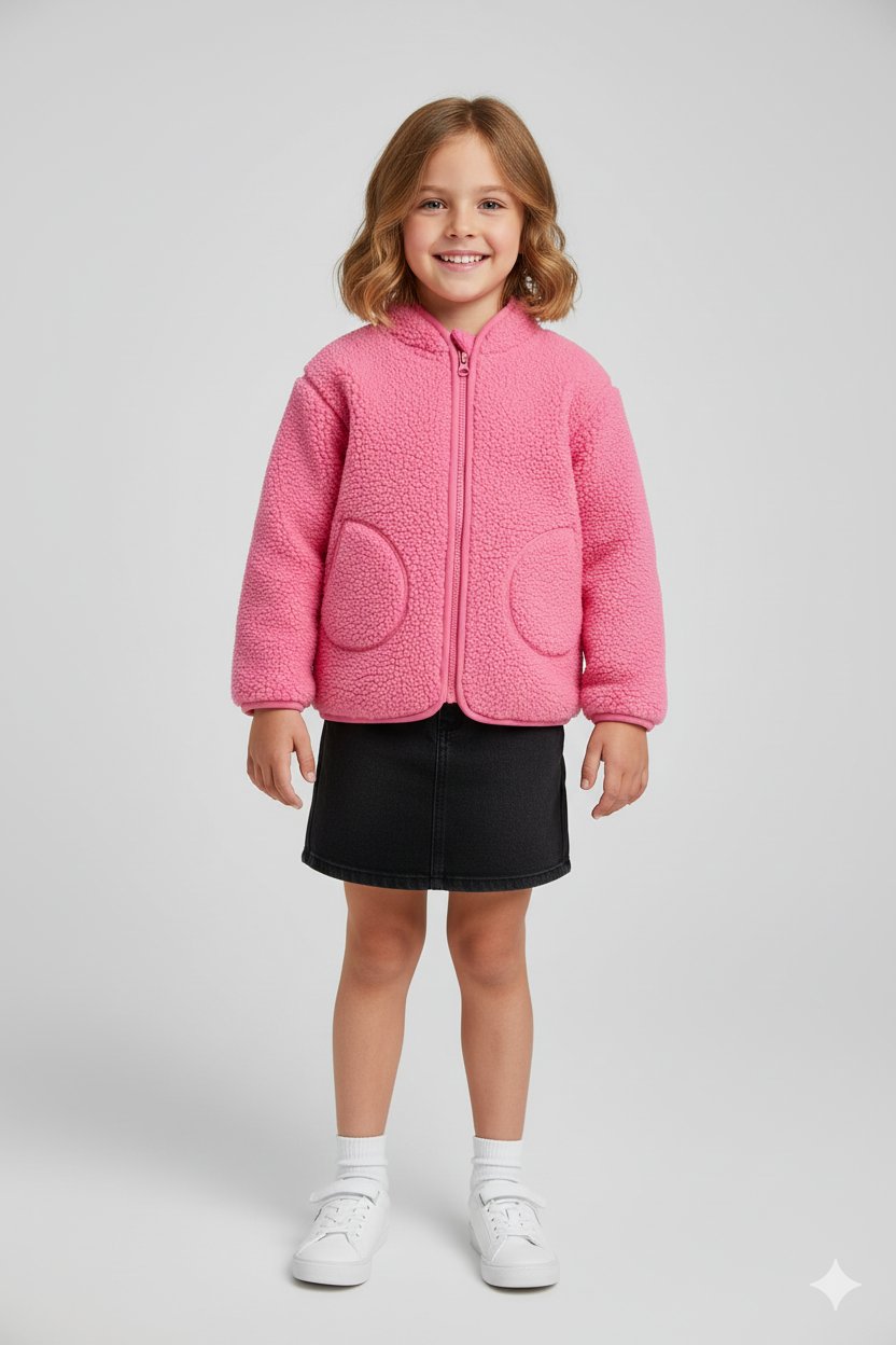 Kız Çocuk Pembe Teddy Ceket