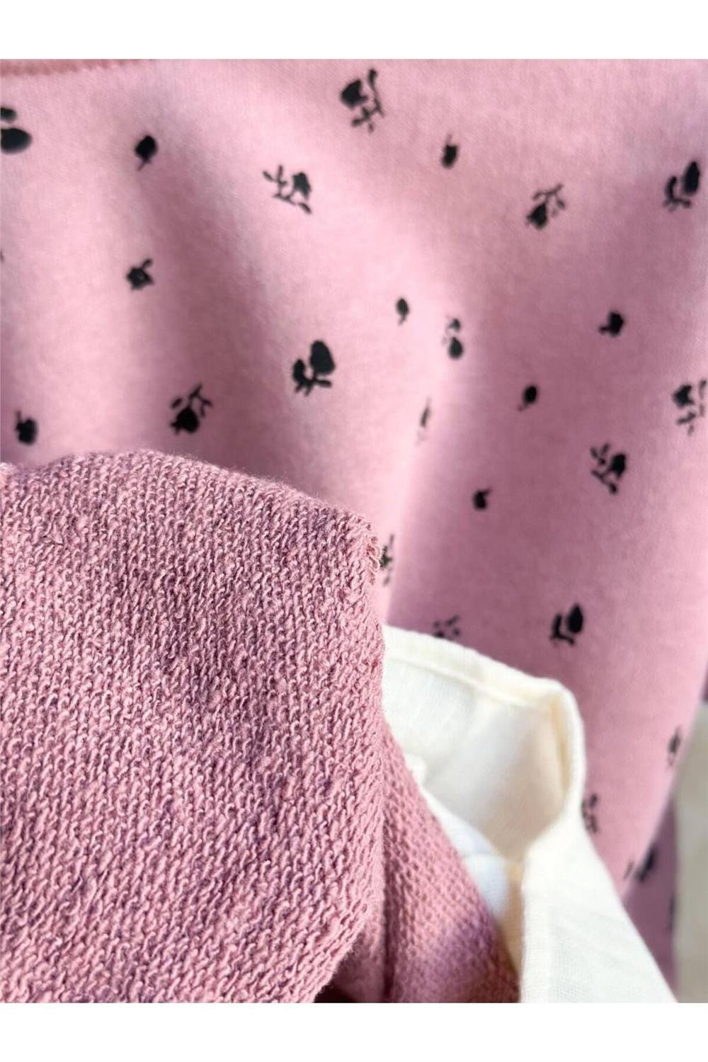 Kız Çocuk Sweatshirt ve Fitilli Taytlı Takım 
