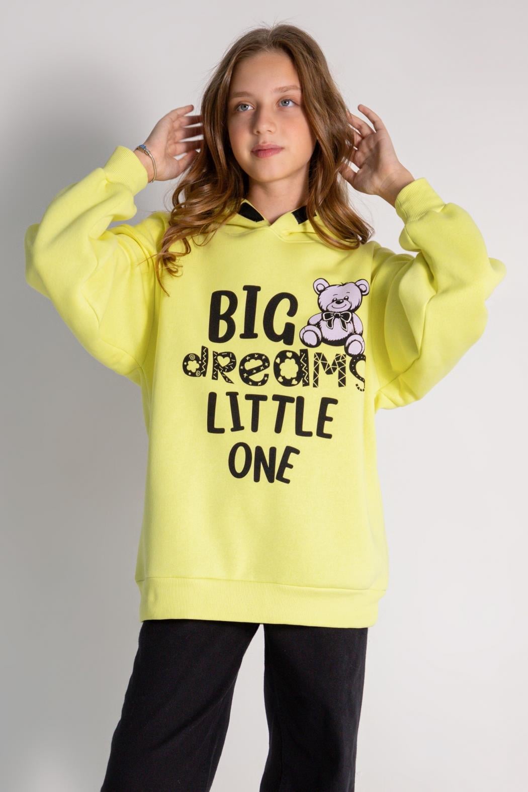 Kız Kapüşonlu Sweatshirt Şardonlu 