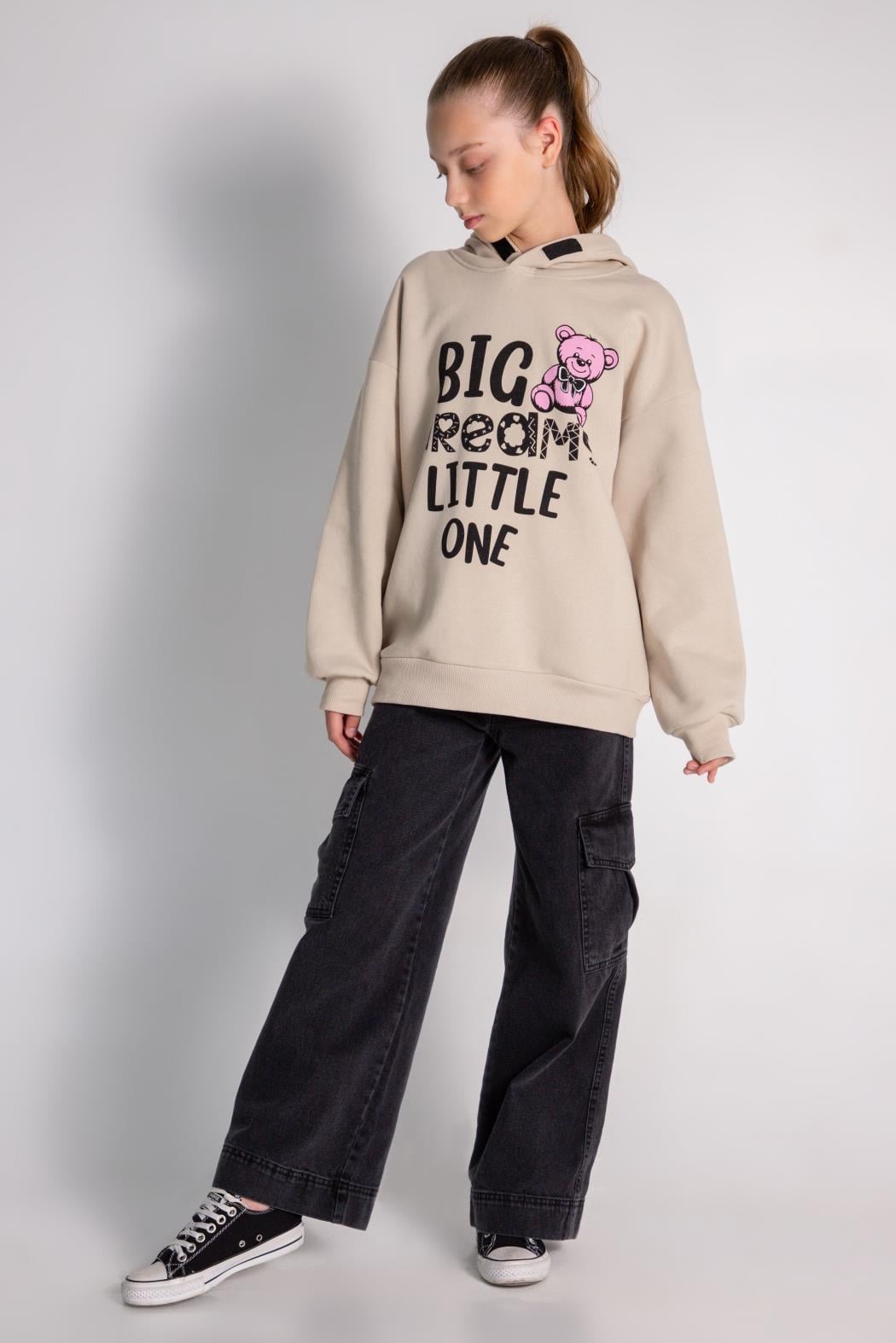 Kız Kapüşonlu Sweatshirt Şardonlu 