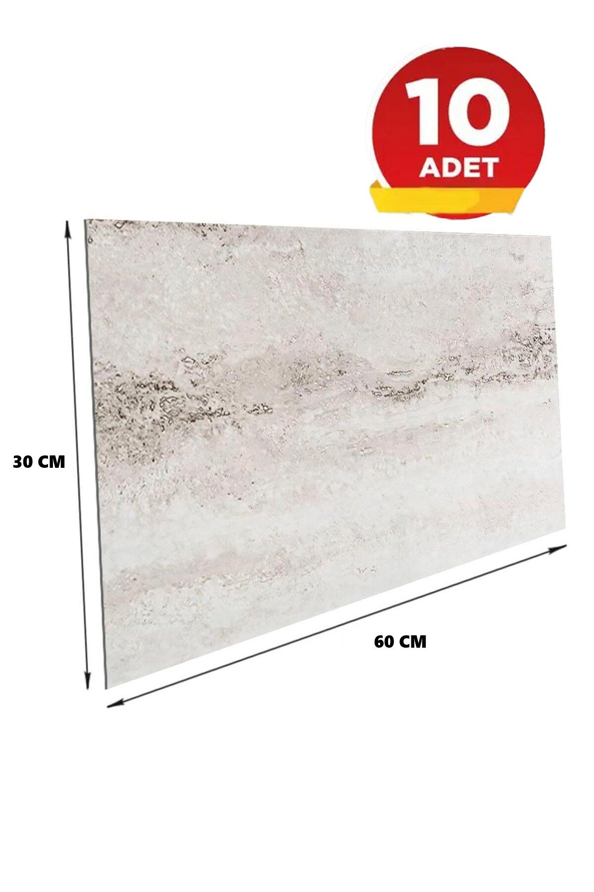10 Adet, 30x60 Cm Açık Bej Açık Krem Renkler Lüks Mermer Desenli Kendinden Yapışkanlı Mutfak Banyo Wc Kaplama Pvc Panel M1019