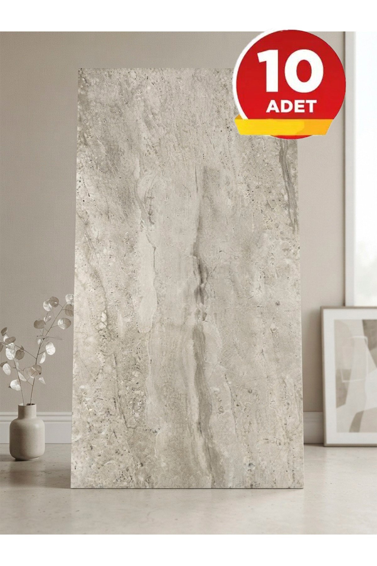 10 Adet, 30x60 Cm Açık Bej Açık Krem Renkler Lüks Mermer Desenli Kendinden Yapışkanlı Mutfak Banyo Wc Kaplama Pvc Panel M1019