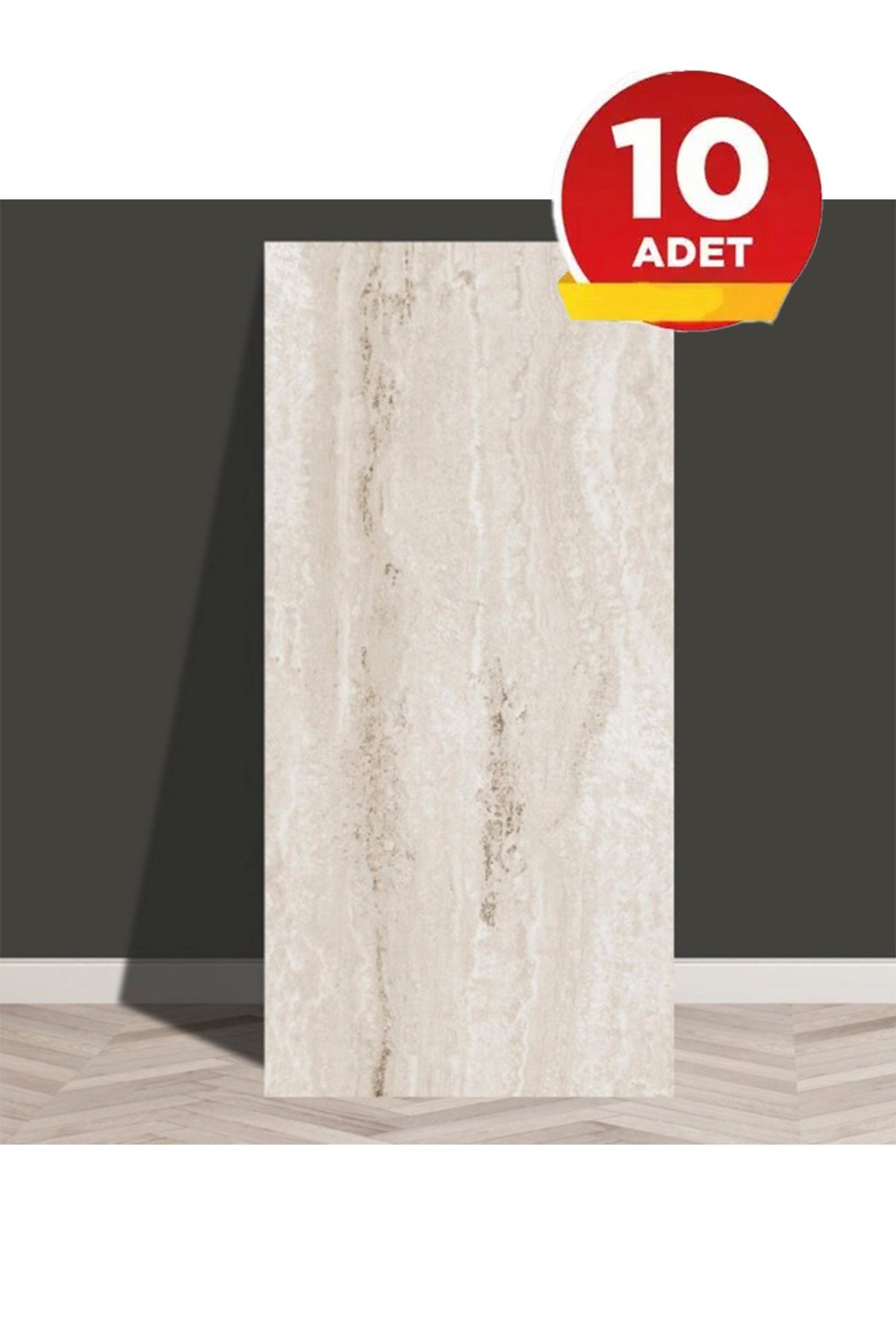 10 Adet, 30x60 Cm Açık Bej Açık Krem Renkler Lüks Mermer Desenli Kendinden Yapışkanlı Mutfak Banyo Wc Kaplama Pvc Panel M1019