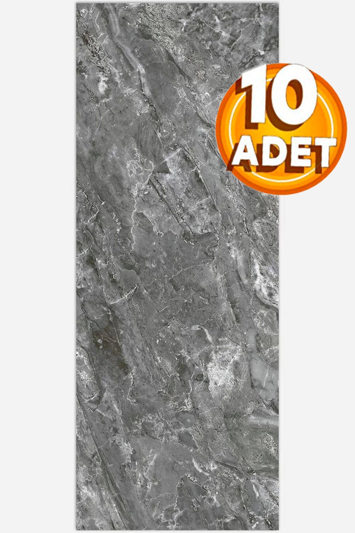 10 Adet, 30x60 cm Açık Gri Mermer Desen Yapışkanlı Karavan Prefabrik Banyo Wc Duvar Kaplama Paneli-S14