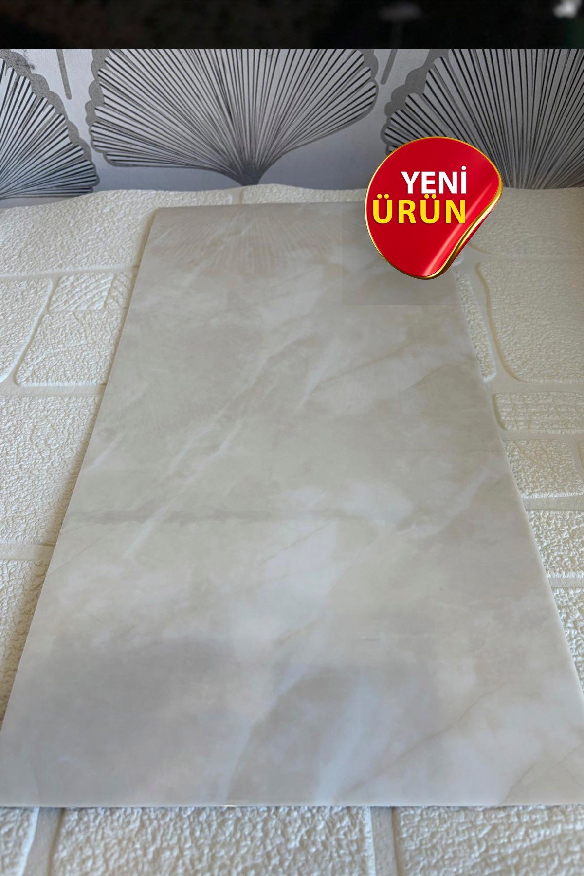 10 Adet, 30x60 Cm Açık Krem Bej Renkler Lüks Mermer Desenli Kendinden Yapışkanlı Mutfak Banyo Wc Kaplama Pvc Panel M059