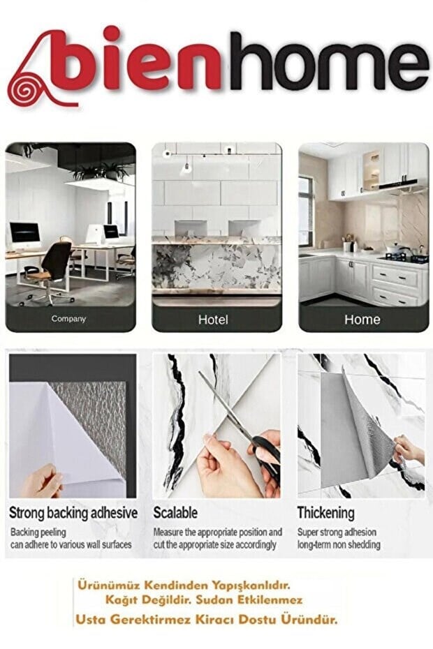10 Adet, 30x60cm bordo, gri, antrasit, mor ve beyaz Renkli Mermer Desenli Kendinden Yapışkanlı Banyo PVC Duvar Paneli