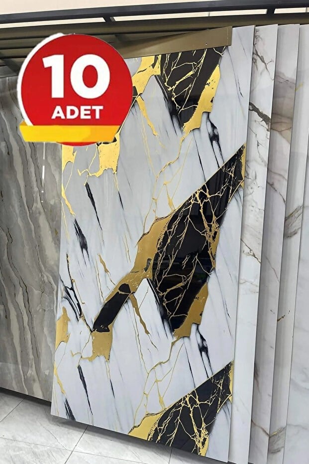 10 Adet, 30x60Cm Kendinden Yapışkanlı Duvar Kağıdı Esnek Köpük Paneli 3d Boyutlu Gold Sarı Siyah Beyaz