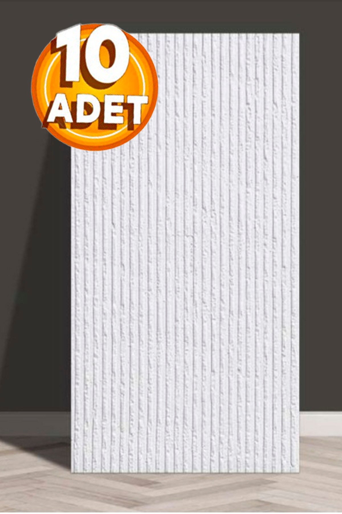 10 Adet, Yüksek Kalite Kabartmalı Dokulu Beyaz Tonlarında Gerçek Sıva Hissi Modern Beton Görünüm Desenli Pvc Mat Panel Kendinden Yapışkanlı Duvar Kaplaması Mat-4001, 30x60 CM 