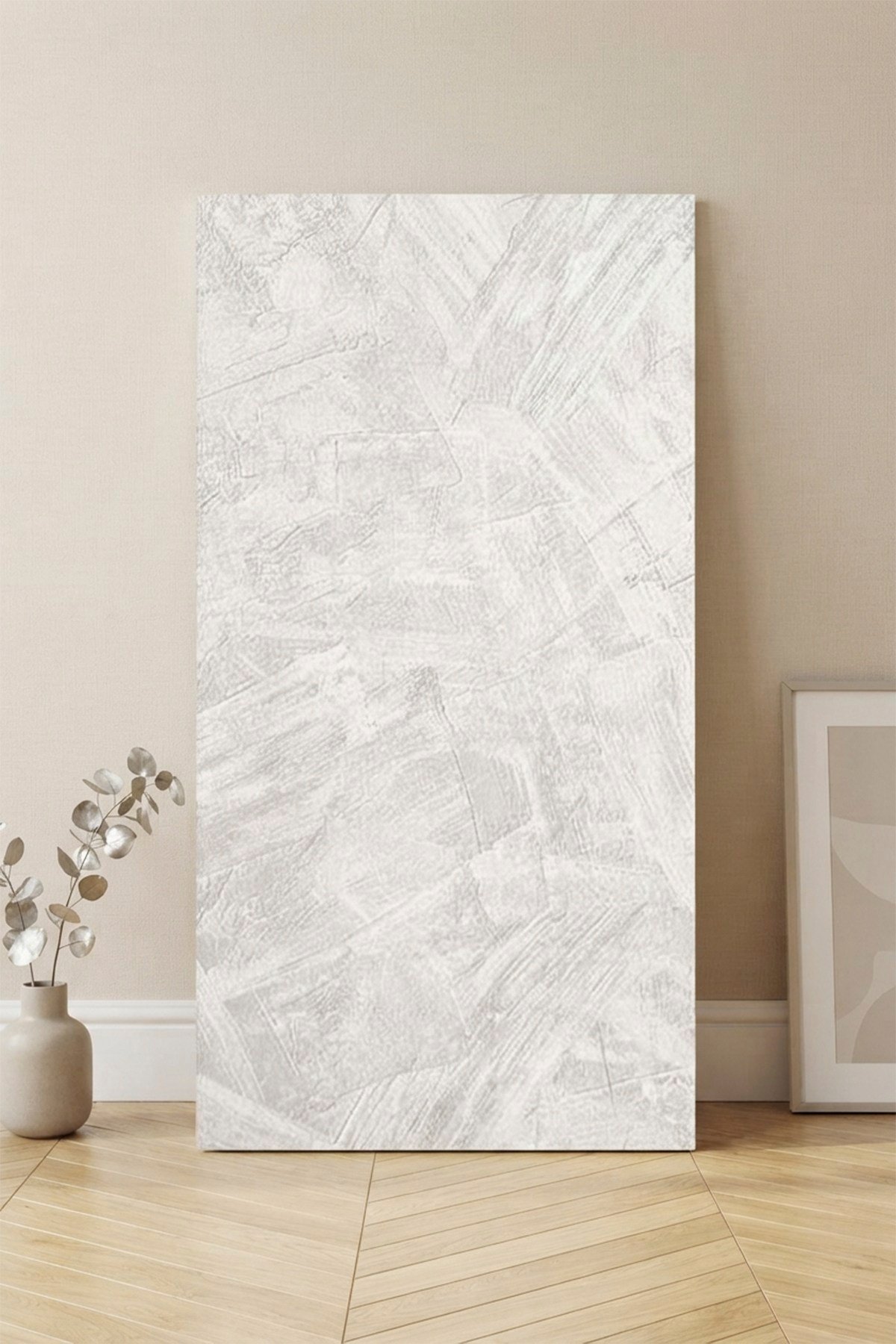 10 Adet, Yüksek Kalite Kabartmalı Dokulu Beyaz Tonlarında Gerçek Duvar Hissi Modern Beton Görünüm Desenli Pvc Mat Panel Kendinden Yapışkanlı Duvar Kaplaması Mat-5001, 30x60 CM 
