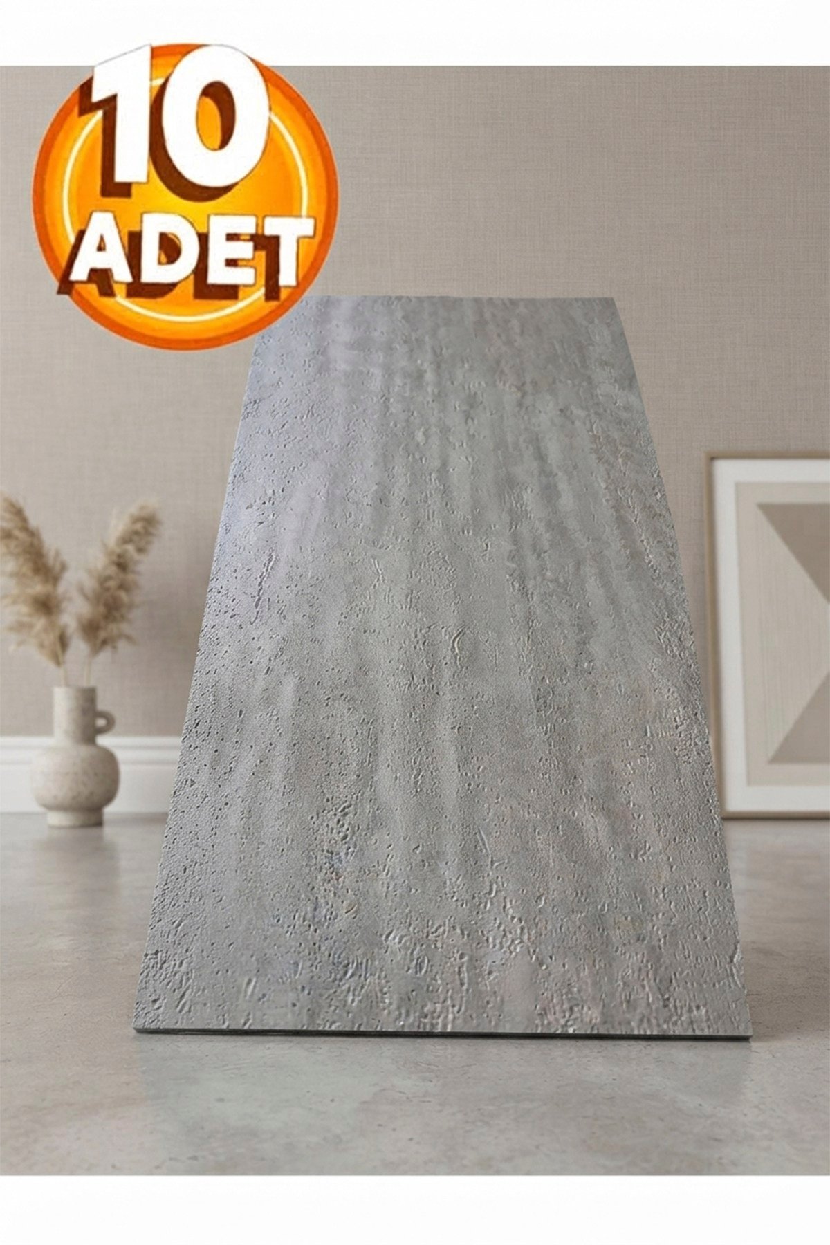 10 Adet, Yüksek Kalite Kabartmalı Dokulu Gri Tonlarında Gerçek Sıva Hissi Modern Beton Görünüm Desenli Pvc Mat Panel Kendinden Yapışkanlı Duvar Kaplaması Mat-3002, 30x60 CM 
