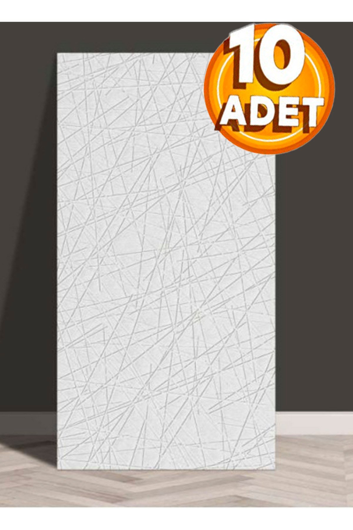 10 Adet, Yüksek Kalite Kabartmalı Dokulu Beyaz Tonlarında Gerçek Duvar Hissi Modern Çizgili Görünüm Desenli Pvc Mat Panel Kendinden Yapışkanlı Duvar Kaplaması Mat-8001, 30x60 CM 