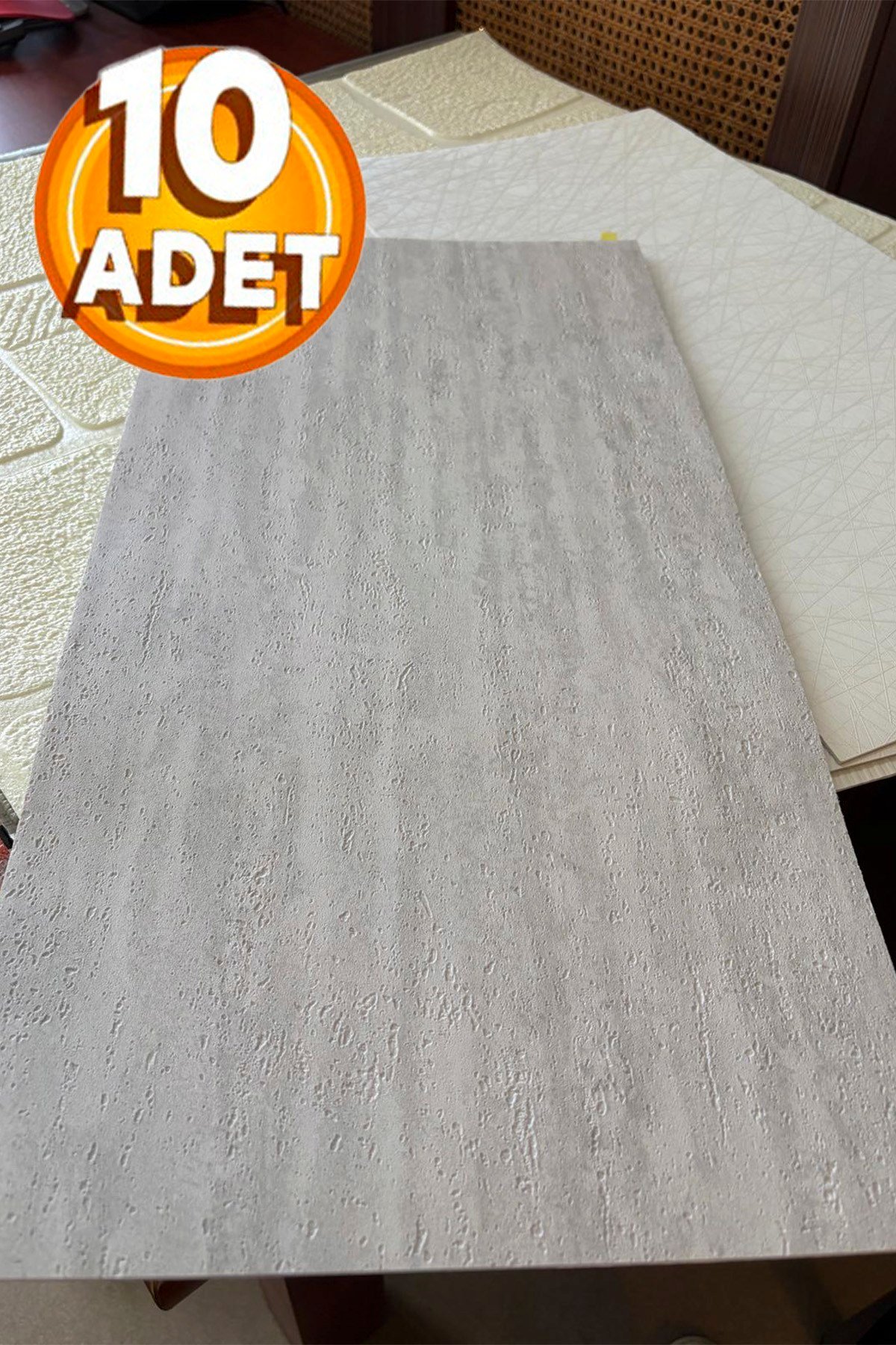 10 Adet, Yüksek Kalite Kabartmalı Dokulu Gri Tonlarında Gerçek Sıva Hissi Modern Beton Görünüm Desenli Pvc Mat Panel Kendinden Yapışkanlı Duvar Kaplaması Mat-3002, 30x60 CM 