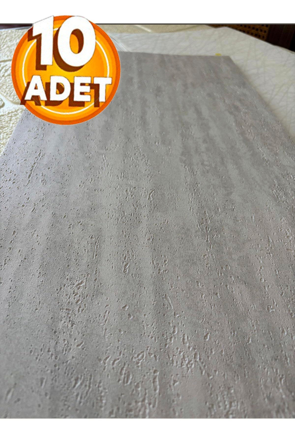 10 Adet, Yüksek Kalite Kabartmalı Dokulu Gri Tonlarında Gerçek Sıva Hissi Modern Beton Görünüm Desenli Pvc Mat Panel Kendinden Yapışkanlı Duvar Kaplaması Mat-3002, 30x60 CM 