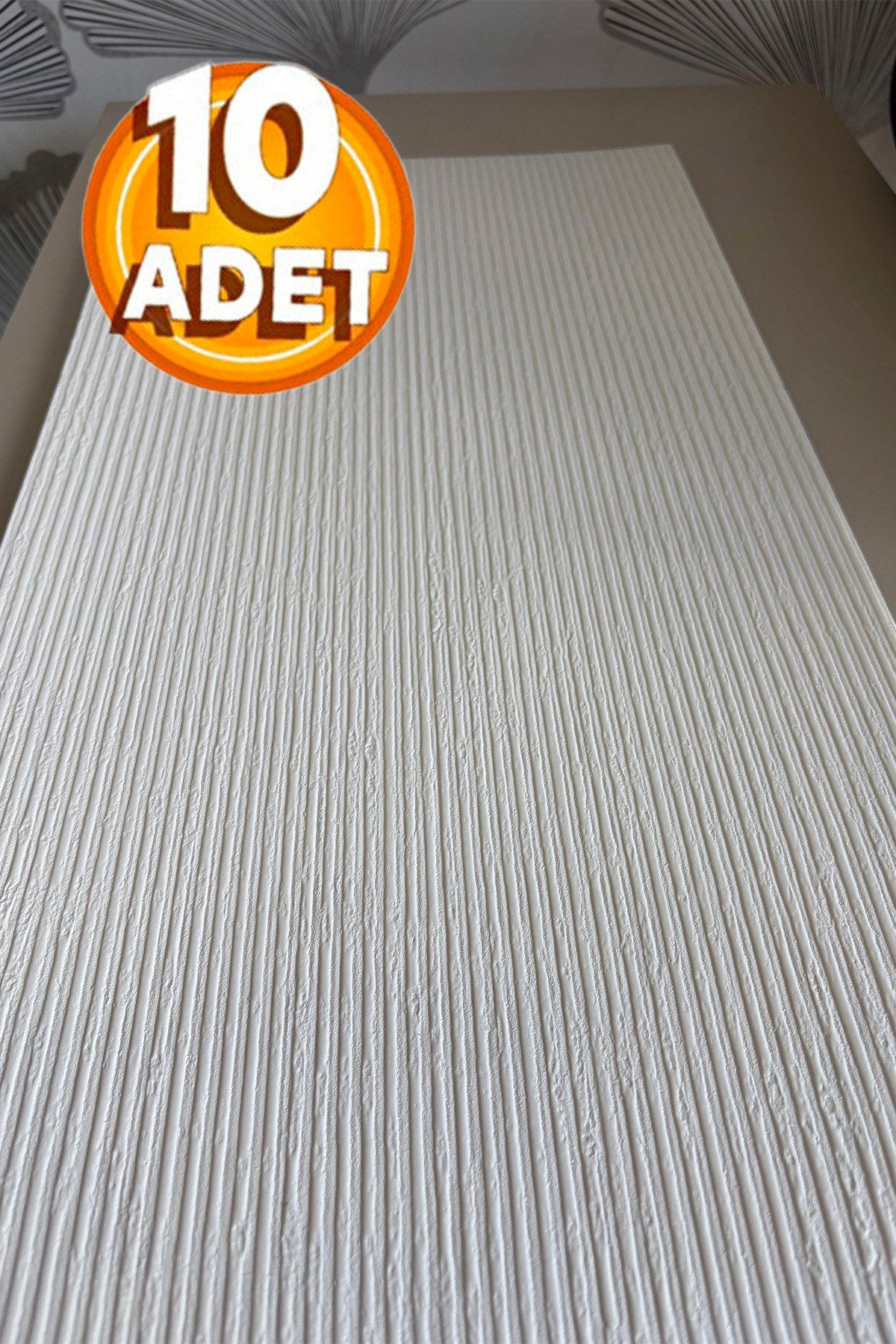 10 Adet, Yüksek Kalite Kabartmalı Dokulu Beyaz Tonlarında Gerçek Sıva Hissi Modern Beton Görünüm Desenli Pvc Mat Panel Kendinden Yapışkanlı Duvar Kaplaması Mat-4001, 30x60 CM 