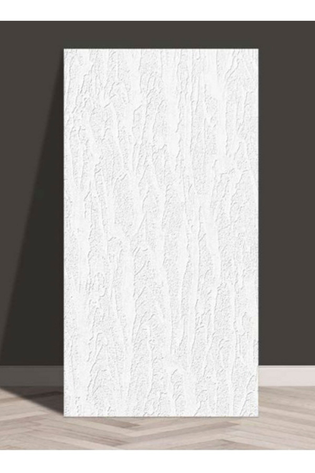 10 Adet, Yüksek Kalite Kabartmalı Dokulu Beyaz Renk Gerçek Sıva Hissi Modern Beton Görünüm Desenli Pvc Mat Panel Kendinden Yapışkanlı Duvar Kaplaması Mat-1201, 30x60 CM 
