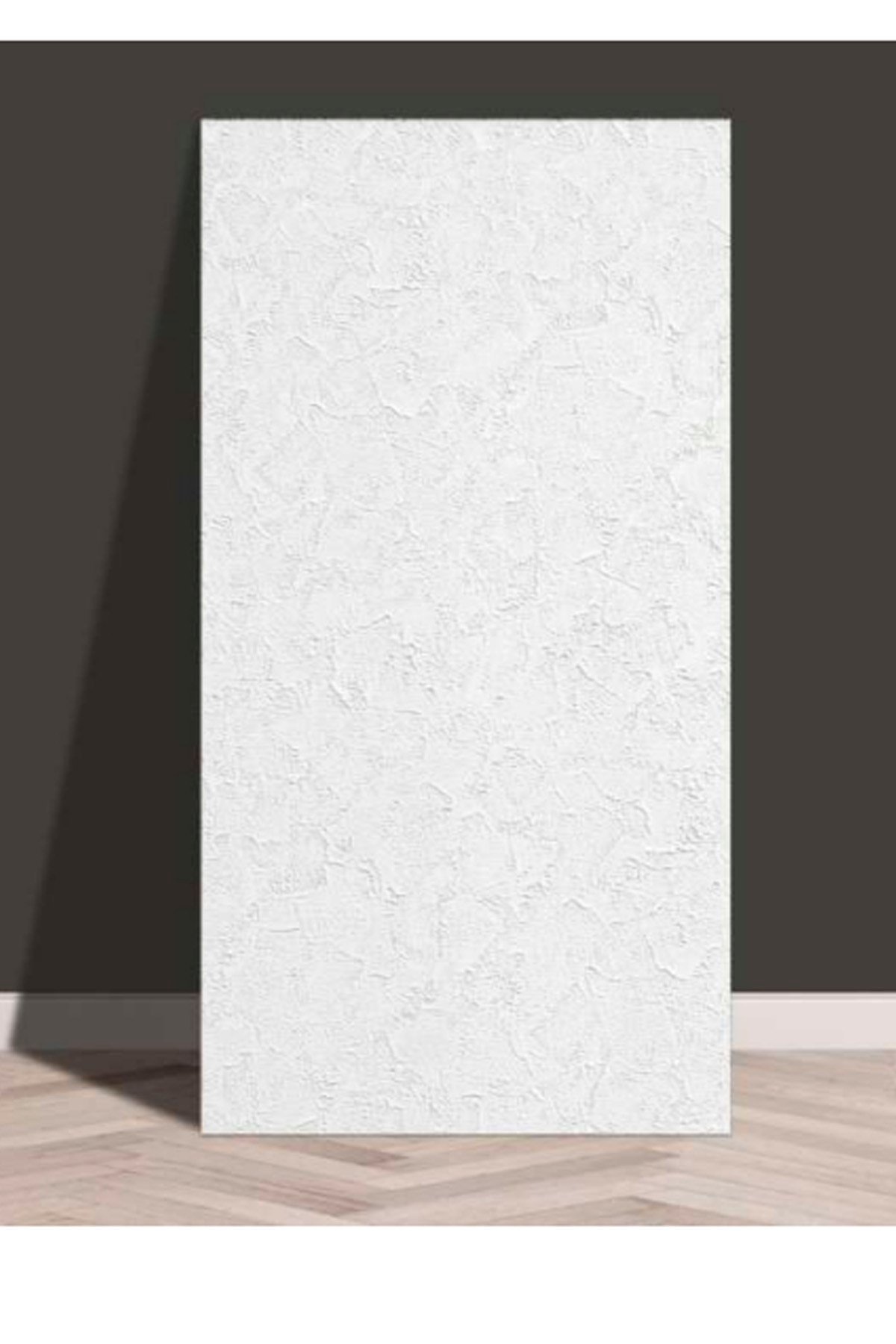 10 Adet, Yüksek Kalite Kabartmalı Dokulu Beyaz Renk Gerçek Sıva Hissi Modern Beton Görünüm Desenli Pvc Mat Panel Kendinden Yapışkanlı Duvar Kaplaması Mat-1001, 30x60 CM 