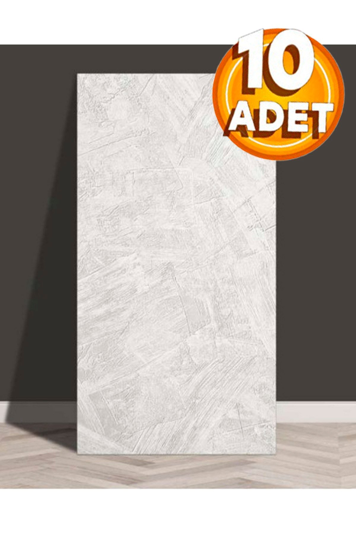 10 Adet, Yüksek Kalite Kabartmalı Dokulu Beyaz Tonlarında Gerçek Duvar Hissi Modern Beton Görünüm Desenli Pvc Mat Panel Kendinden Yapışkanlı Duvar Kaplaması Mat-5001, 30x60 CM 