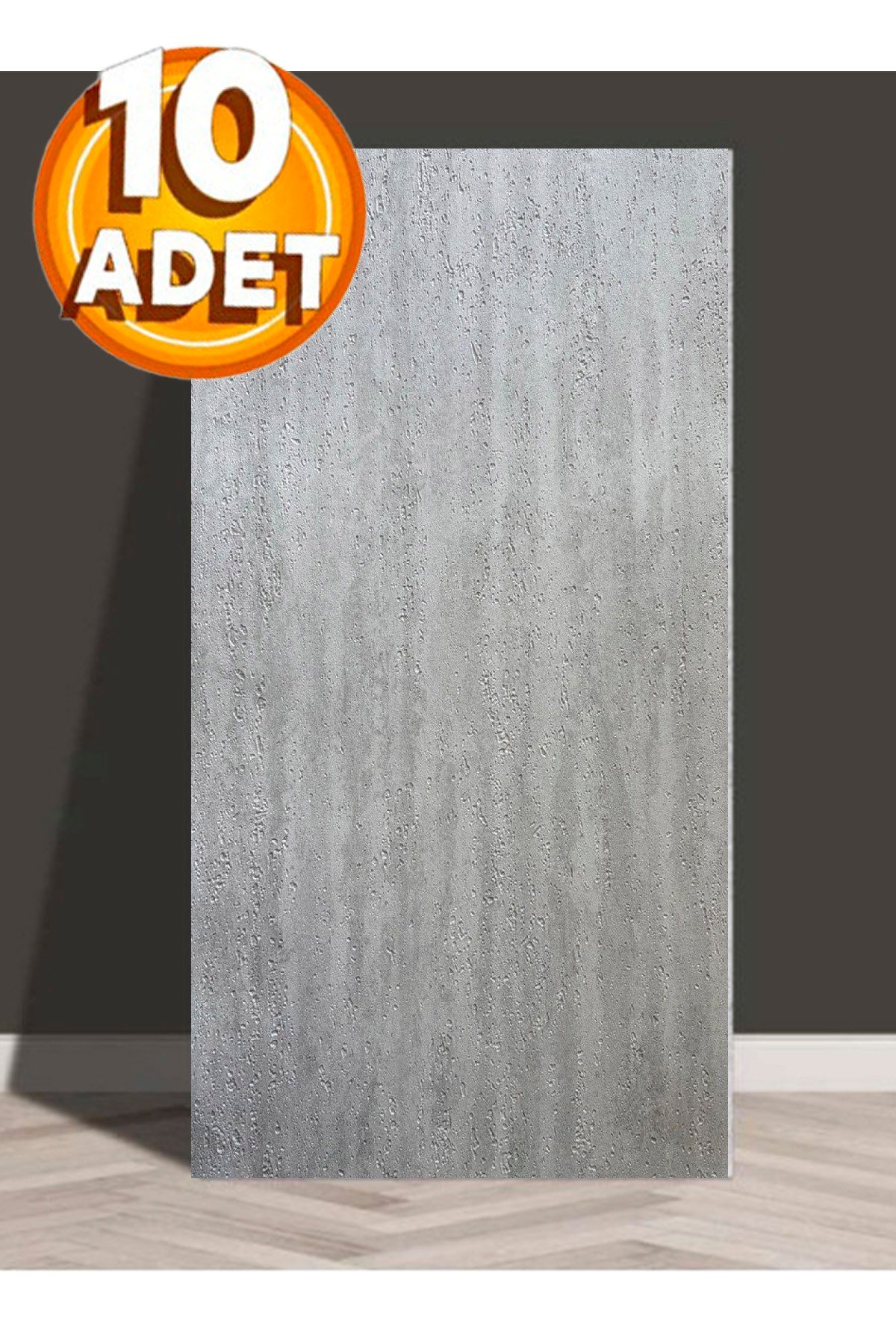 10 Adet, Yüksek Kalite Kabartmalı Dokulu Gri Tonlarında Gerçek Sıva Hissi Modern Beton Görünüm Desenli Pvc Mat Panel Kendinden Yapışkanlı Duvar Kaplaması Mat-3002, 30x60 CM 