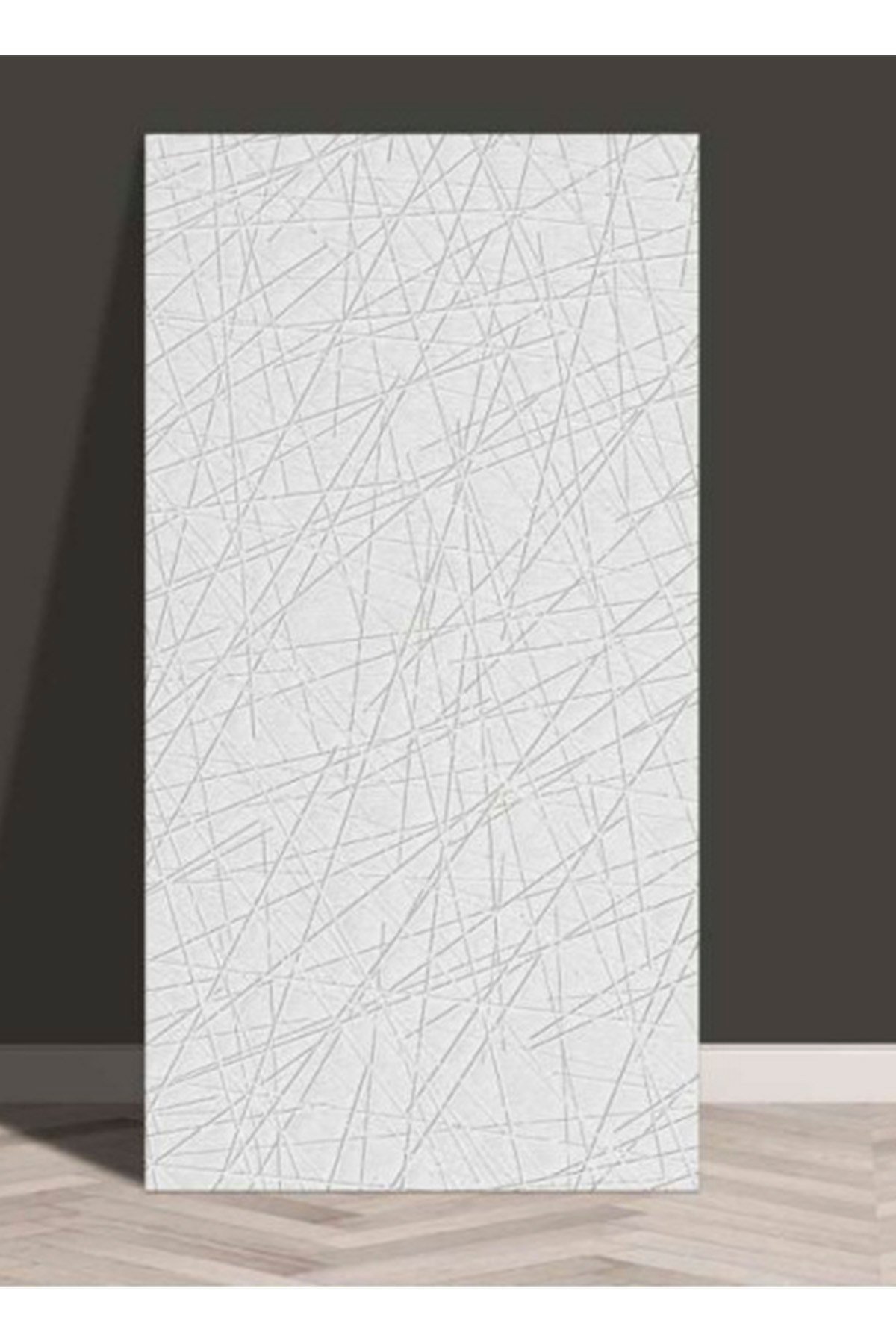 10 Adet, Yüksek Kalite Kabartmalı Dokulu Beyaz Tonlarında Gerçek Duvar Hissi Modern Çizgili Görünüm Desenli Pvc Mat Panel Kendinden Yapışkanlı Duvar Kaplaması Mat-8001, 30x60 CM 