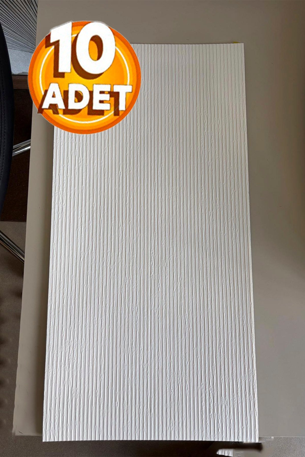 10 Adet, Yüksek Kalite Kabartmalı Dokulu Beyaz Tonlarında Gerçek Sıva Hissi Modern Beton Görünüm Desenli Pvc Mat Panel Kendinden Yapışkanlı Duvar Kaplaması Mat-4001, 30x60 CM 