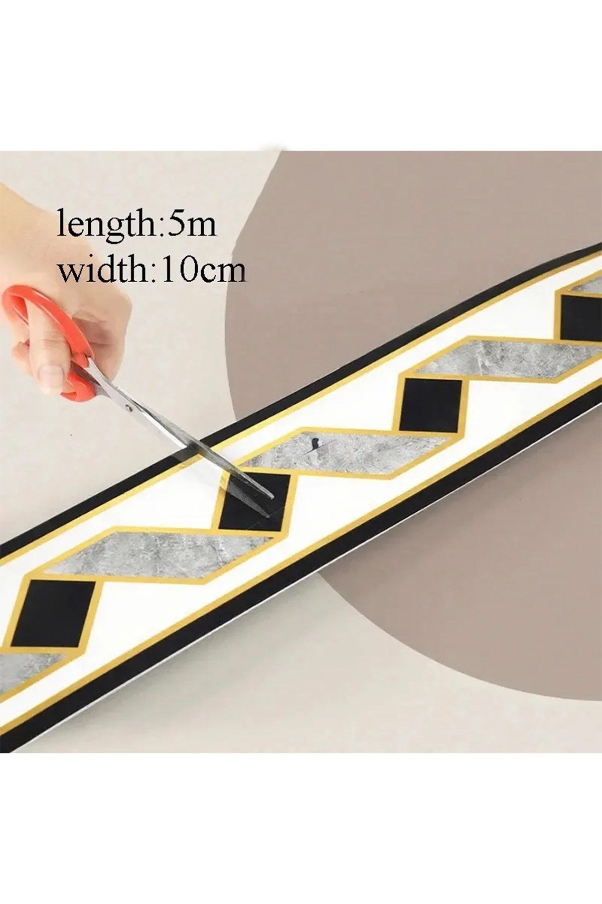 10x500 cm Beyaz Gold Gri Siyah Renkler Rulo Halinde Ek Yersiz Tek Parça XPE Bordür Şerit Kendinden Yapışkanlı Köpük Duvar Kaplaması-DW231