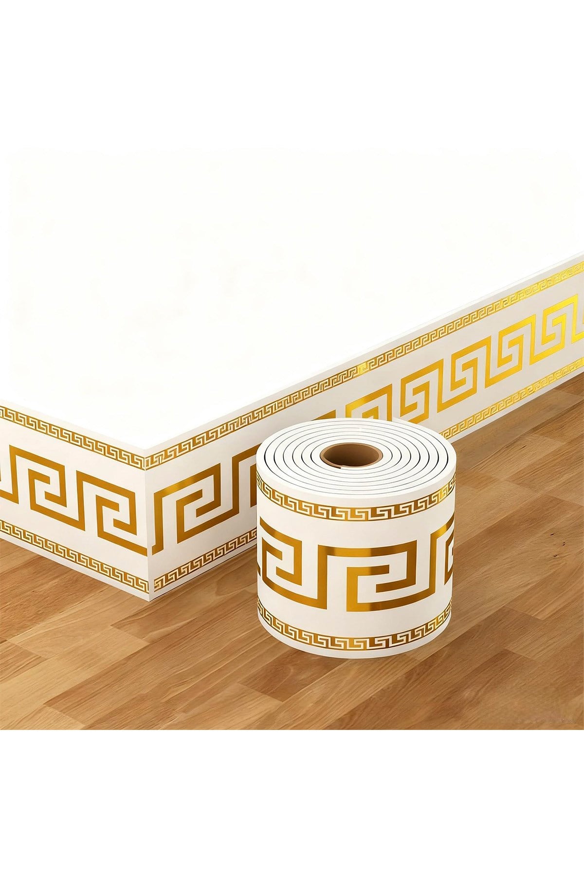 10x500 cm Beyaz Gold Varak Renkler Rulo Halinde Ek Yersiz Tek Parça XPE Bordür Şerit Kendinden Yapışkanlı Köpük Duvar Kaplaması-DW214