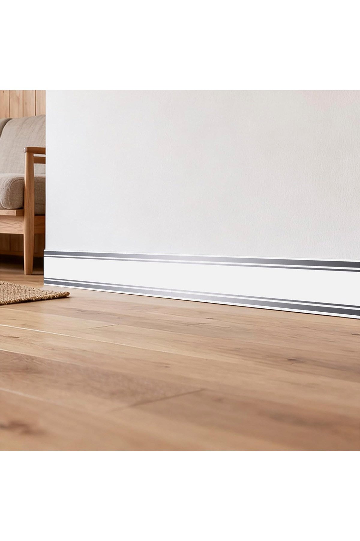 10x500 cm Beyaz Gümüş Şerit Renkler Rulo Halinde Ek Yersiz Tek Parça XPE Bordür Şerit Kendinden Yapışkanlı Köpük Duvar Kaplaması-DW234