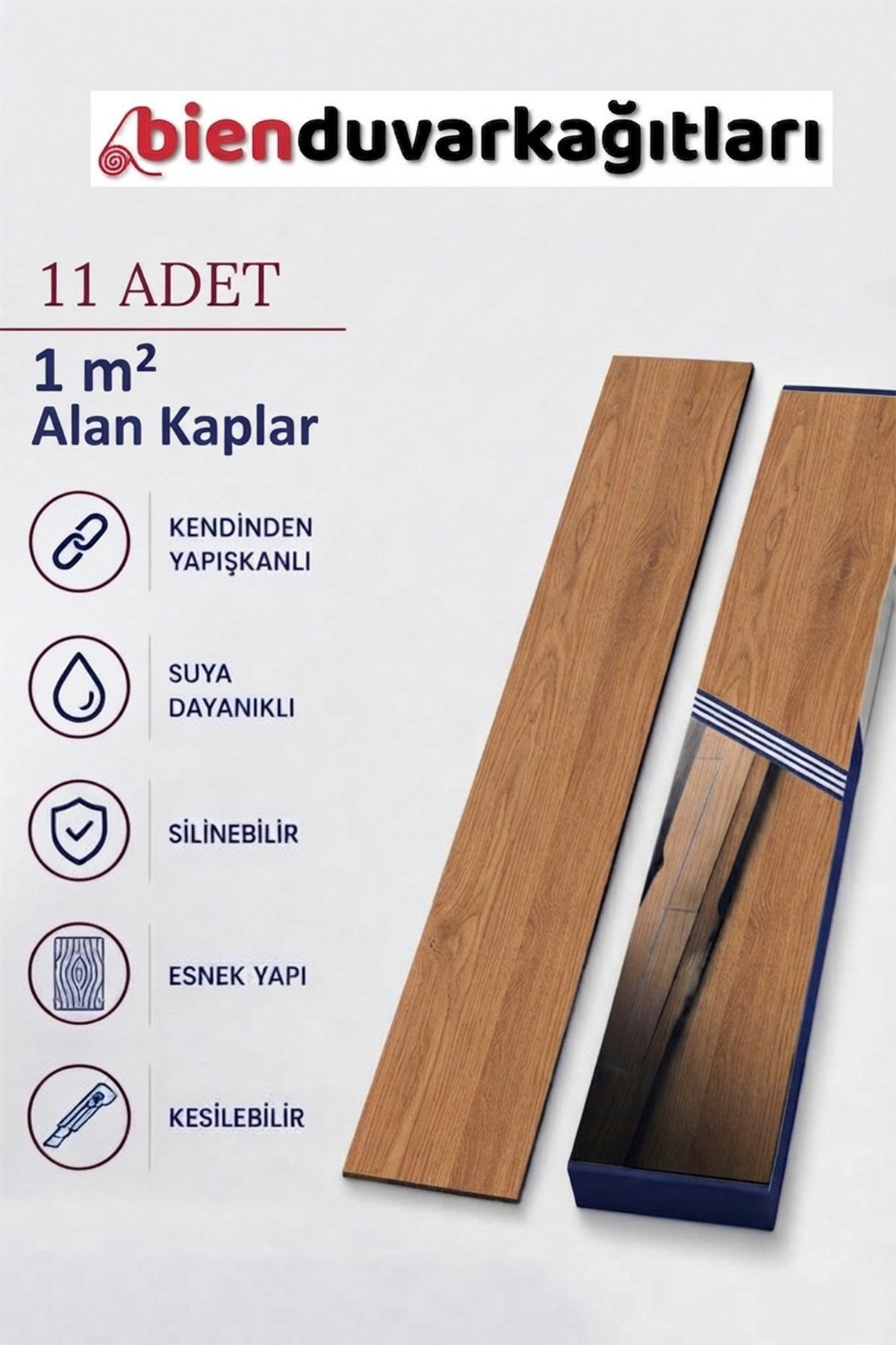 11 Adet, 60x15 Cm 1 m² Açık Kahverengi Tonlarında Esnek Yıkanabilir Kesilebilir Silinebilir Zemin Duvar Parke Yer Döşemesi Kendinden Yapışkanlı PVC Zemin Kaplaması -Z010