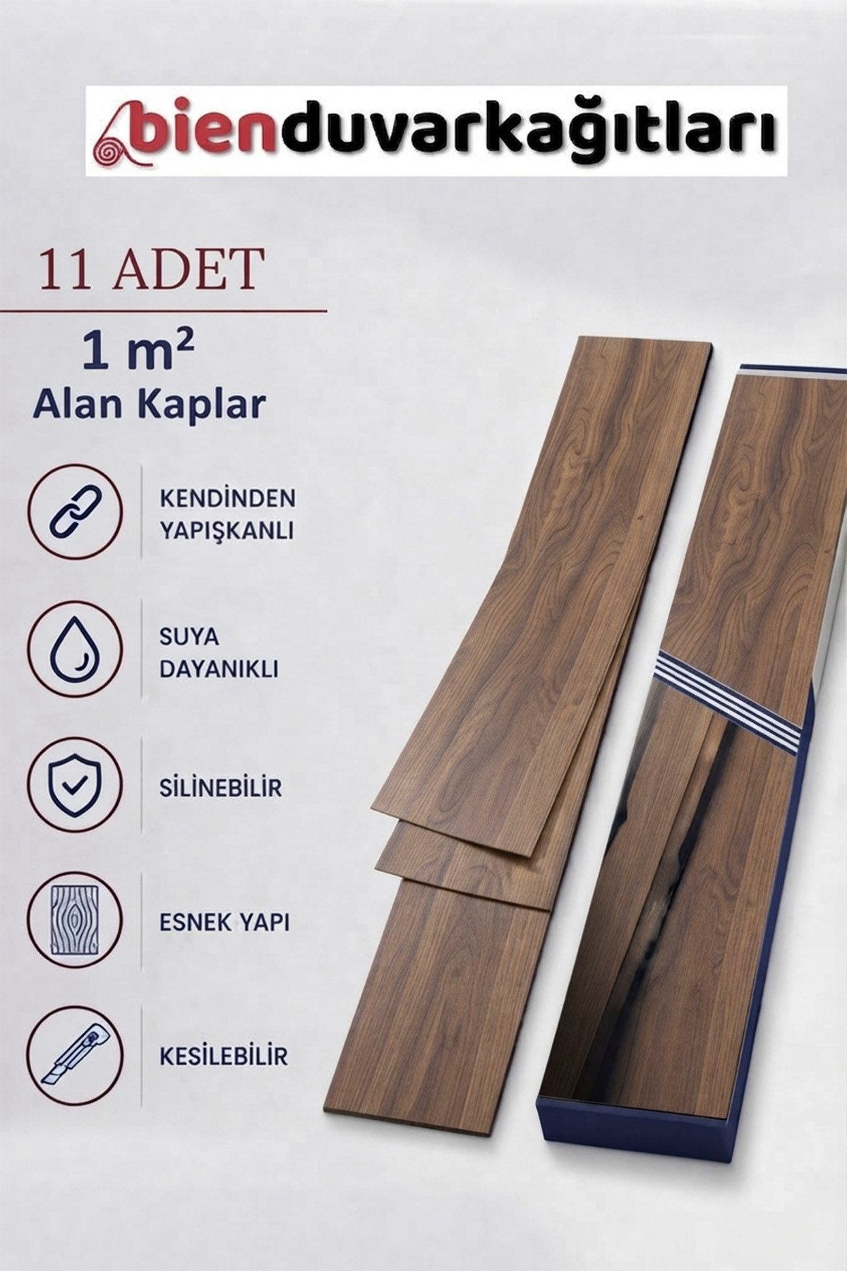 11 Adet, 60x15 Cm 1 m² Doğal Ceviz Tonlarında Esnek Yıkanabilir Kesilebilir Silinebilir Zemin Duvar Parke Yer Döşemesi Kendinden Yapışkanlı PVC Zemin Kaplaması -Z011