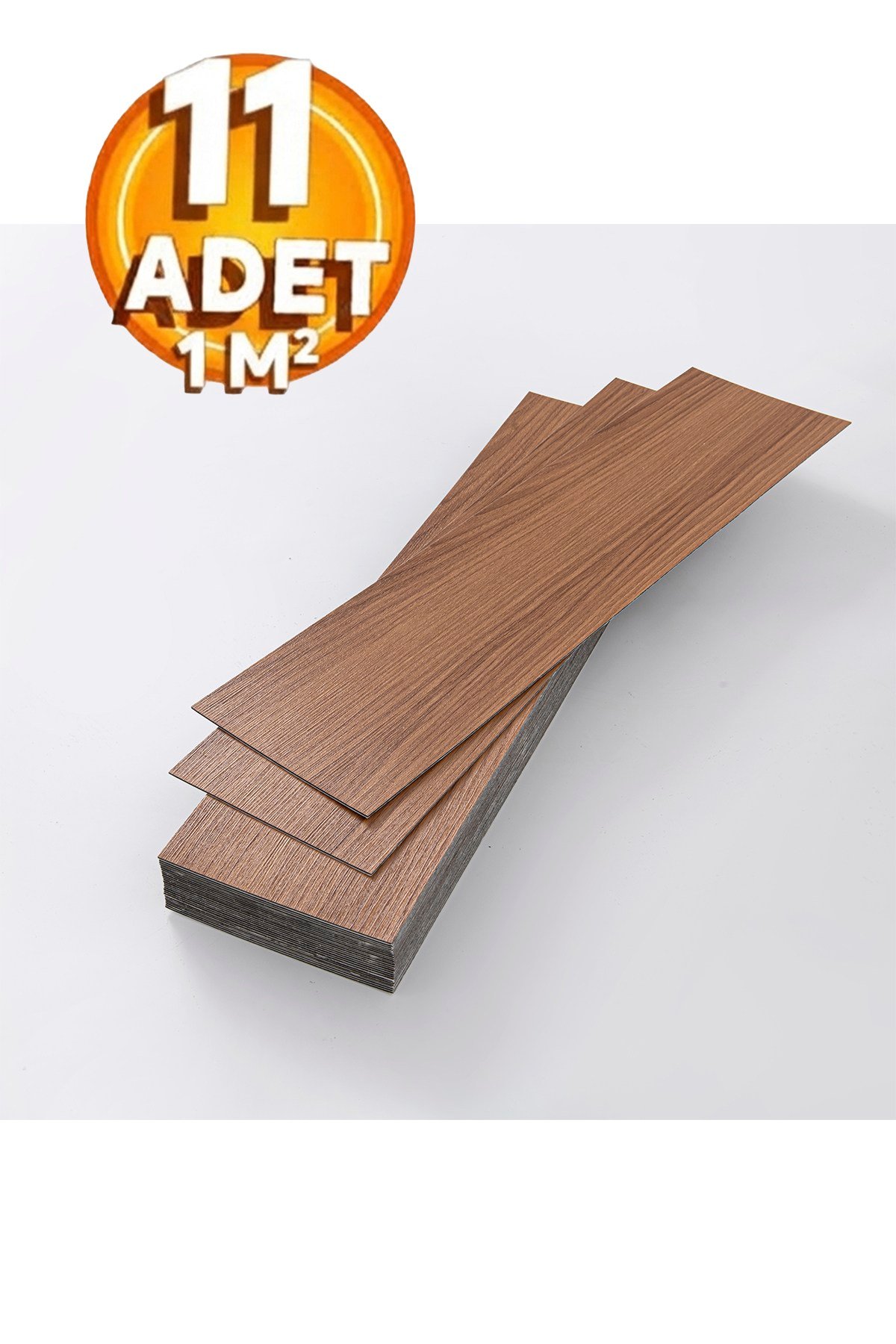 11 Adet, 60x15 Cm 1 m² Orta Kahverengi Tonlarında Esnek Yıkanabilir Kesilebilir Silinebilir Zemin Duvar Parke Yer Döşemesi Kendinden Yapışkanlı PVC Zemin Kaplaması -Z014