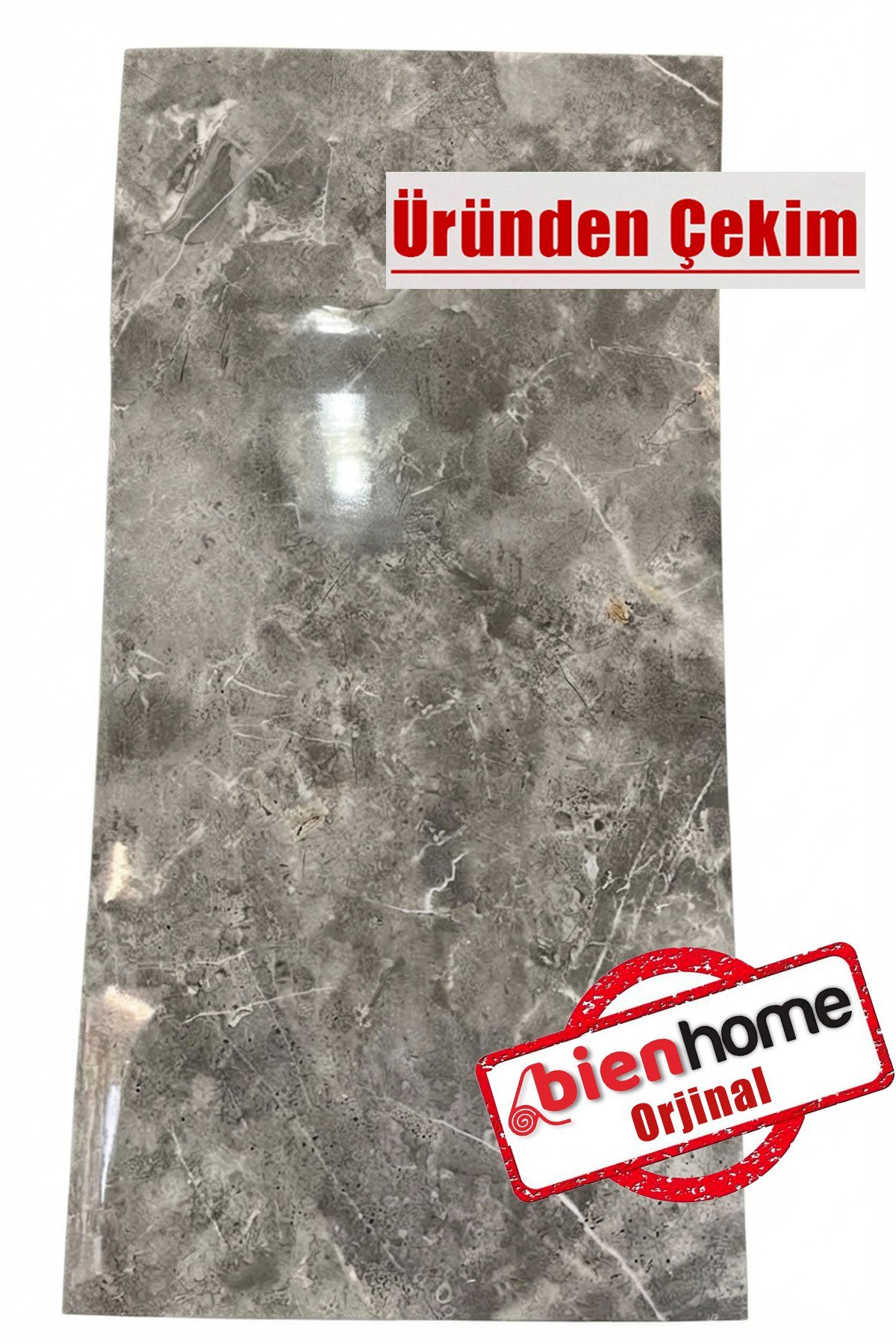 30x60 Cm Lüx Gri Mermer Desenli Kendinden Yapışkanlı Seramik Köpük Banyo PVC Duvar Paneli-M090