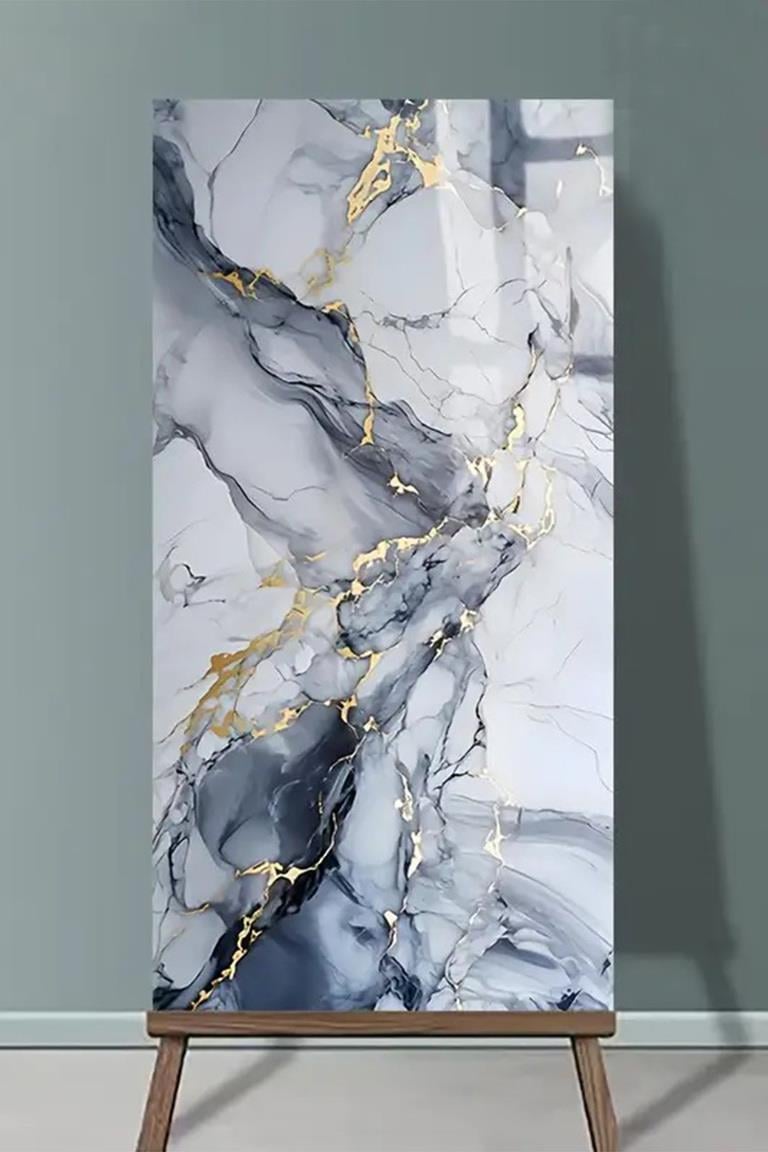 30x60 Cm Mavi Damar Mermer Desenli Kendinden Yapışkanlı Mutfak Banyo Wc Kaplama Pvc Panel