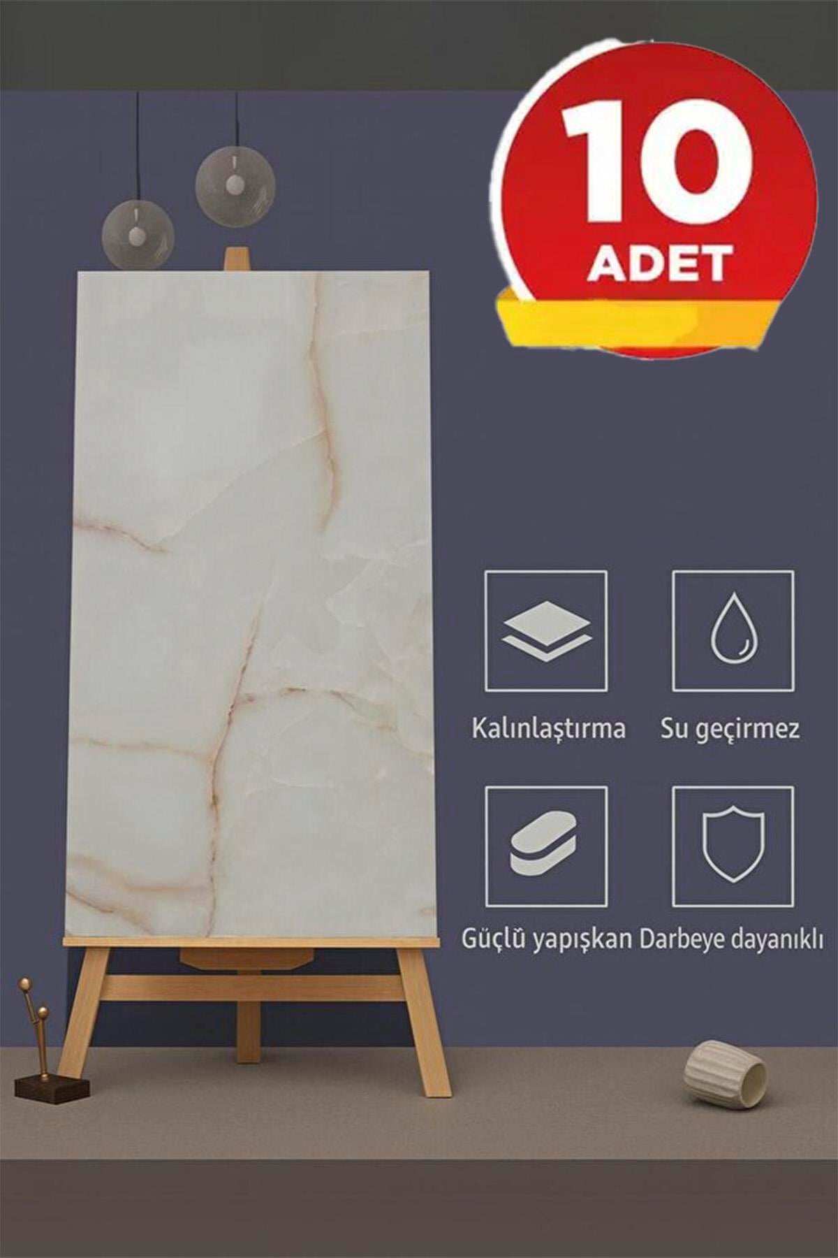 30x60 Cm Sarı Gold Mermer Desenli Kendinden Yapışkanlı Seramik Banyo PVC Duvar Paneli-6017