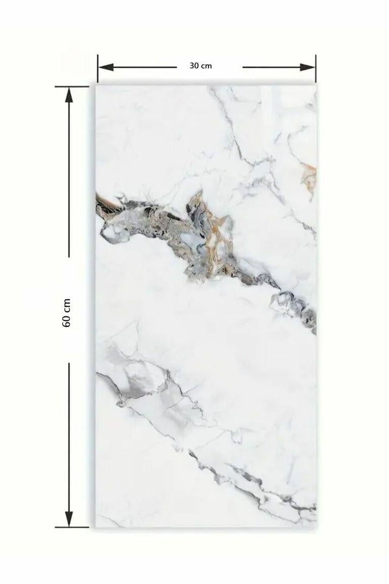 30x60 Cm Sedef Mermer Desenli Kendinden Yapışkanlı Seramik Banyo WC Kaplama PVC Duvar Paneli