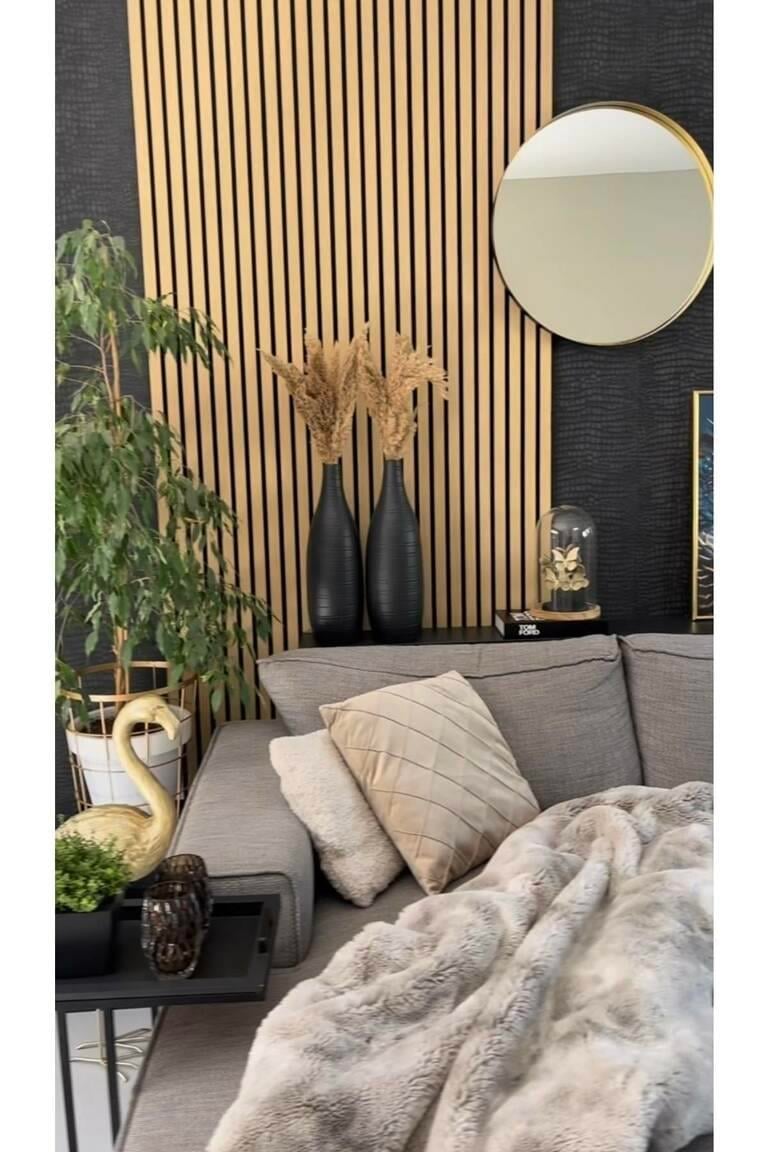 3d Effect 2078 Lambri Panel Ahşap Duvar Çıtası Desenli Duvar Kağıdı 5,30 M²