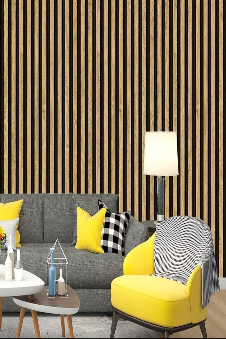 3d Effect 2078 Lambri Panel Ahşap Duvar Çıtası Desenli Duvar Kağıdı 5,30 M²