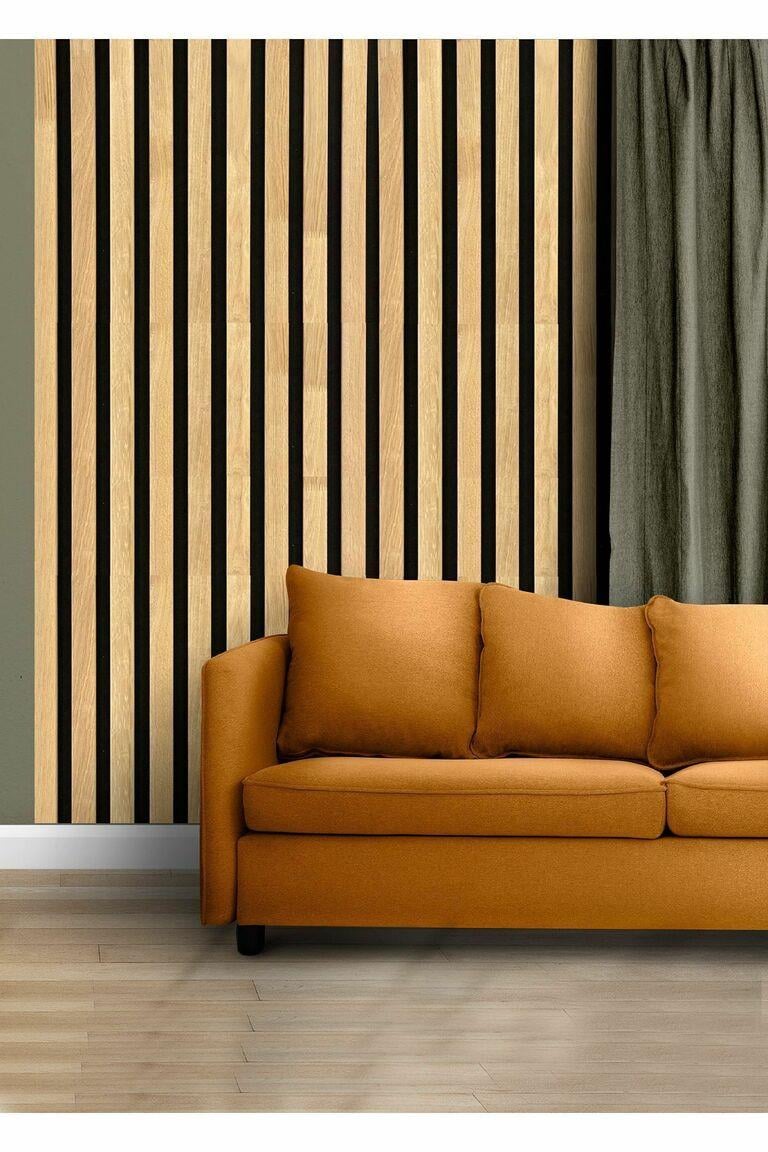 3d Effect 2078 Lambri Panel Ahşap Duvar Çıtası Desenli Duvar Kağıdı 5,30 M²