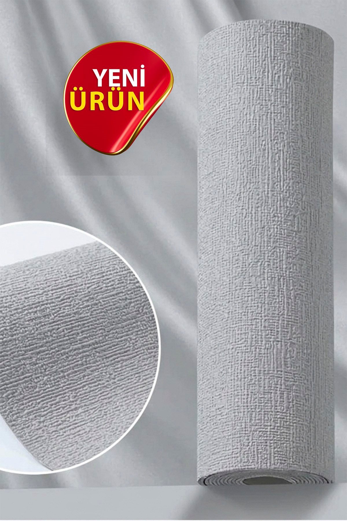 50x280cm Gri Renk Tek Rulo Halinde Kendinden Yapışkanlı Ek Yersiz Tek Parça XPE Isı Ses Yalıtım Dokulu Köpük Duvar Kağıdı-R281