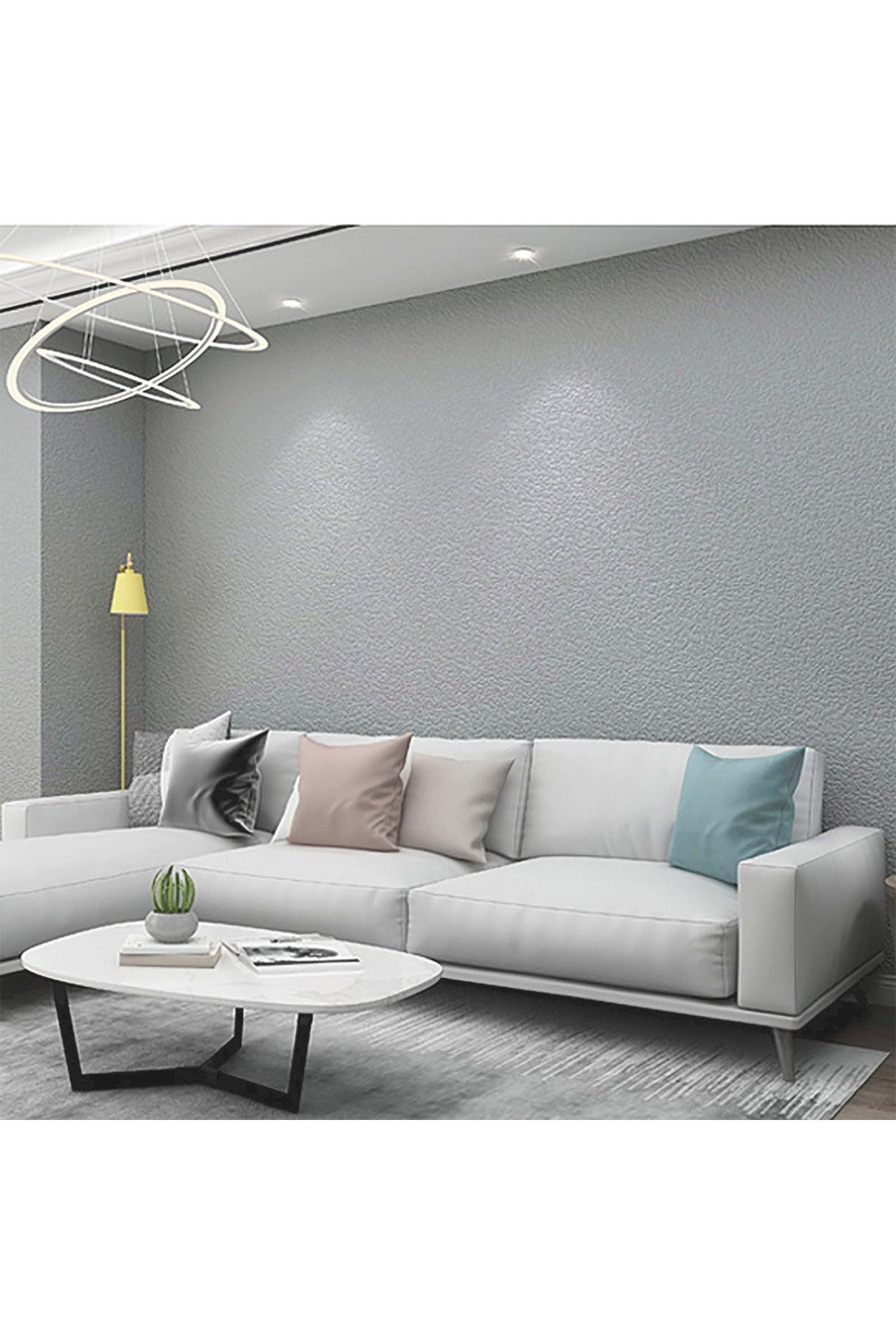 50x280cm Gri Renk Tek Rulo Halinde Kendinden Yapışkanlı Ek Yersiz Tek Parça XPE Isı Ses Yalıtım Dokulu Köpük Duvar Kağıdı-R281