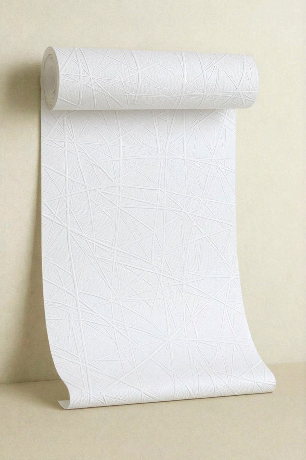 60x280 cm Kabartmalı Dokulu Beyaz Renk Tek Rulo Halinde Ek Yersiz Tek Parça XPE Isı Ses Yalıtım Kendinden Yapışkanlı Kendinden Desenli Dokulu Köpük Duvar Kağıdı-R-8001