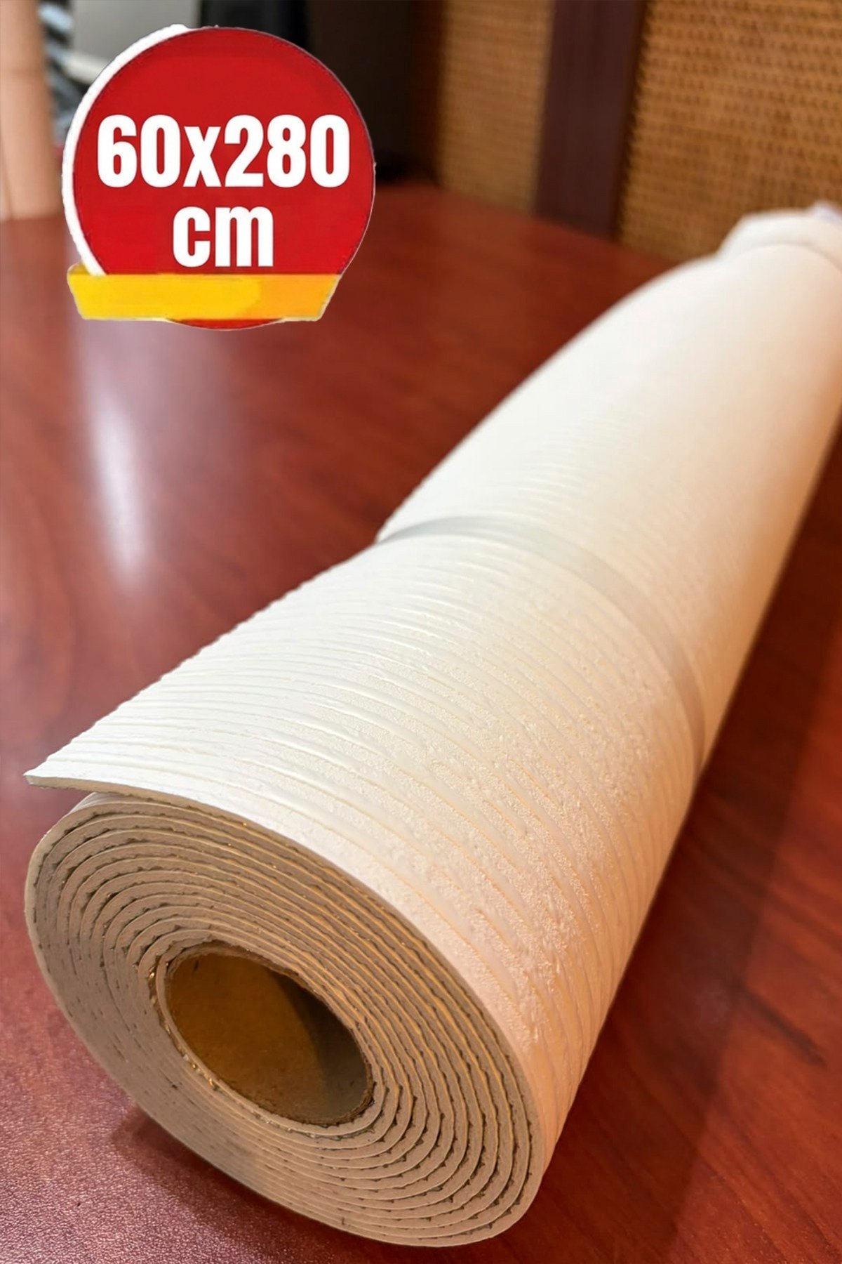 60x280 cm Kabartmalı Dokulu Beyaz Renk Tek Rulo Halinde Ek Yersiz Tek Parça XPE Isı Ses Yalıtım Kendinden Yapışkanlı Kendinden Desenli Dokulu Köpük Duvar Kağıdı-R-4001