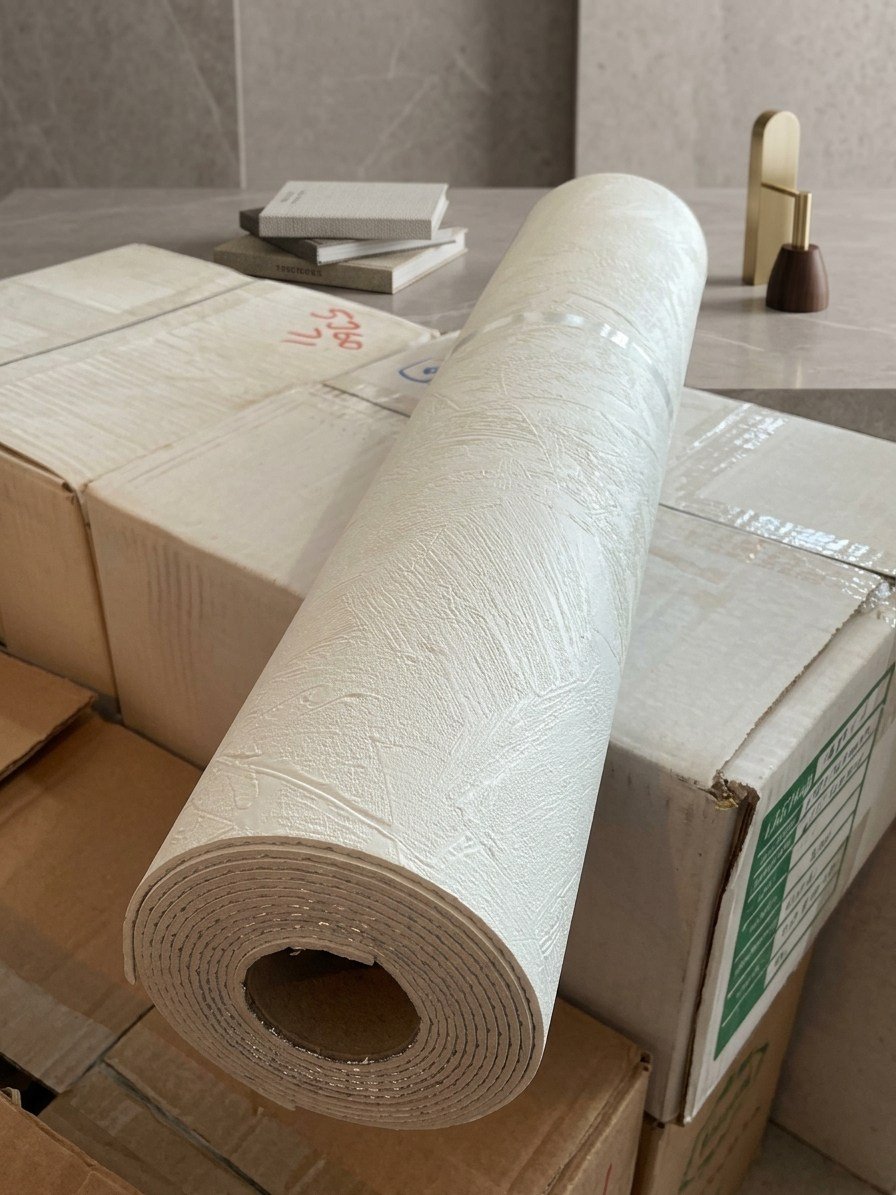 60x280 cm Kabartmalı Dokulu Beyaz Renk Tek Rulo Halinde Ek Yersiz Tek Parça XPE Isı Ses Yalıtım Kendinden Yapışkanlı Kendinden Desenli Dokulu Köpük Duvar Kağıdı-R-5001