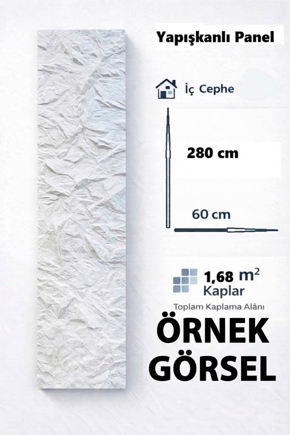 60x280 cm Kabartmalı Dokulu Beyaz Renk Tek Rulo Halinde Ek Yersiz Tek Parça XPE Isı Ses Yalıtım Kendinden Yapışkanlı Kendinden Desenli Dokulu Köpük Duvar Kağıdı-R-4001