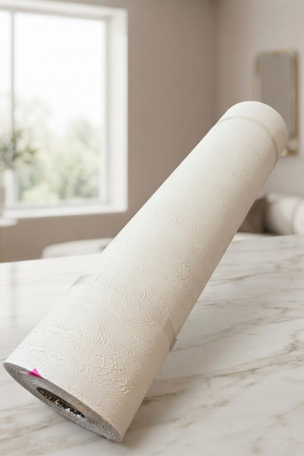 60x280 cm Kabartmalı Dokulu Beyaz Renk Tek Rulo Halinde Ek Yersiz Tek Parça XPE Isı Ses Yalıtım Kendinden Yapışkanlı Kendinden Desenli Dokulu Köpük Duvar Kağıdı-R-1201