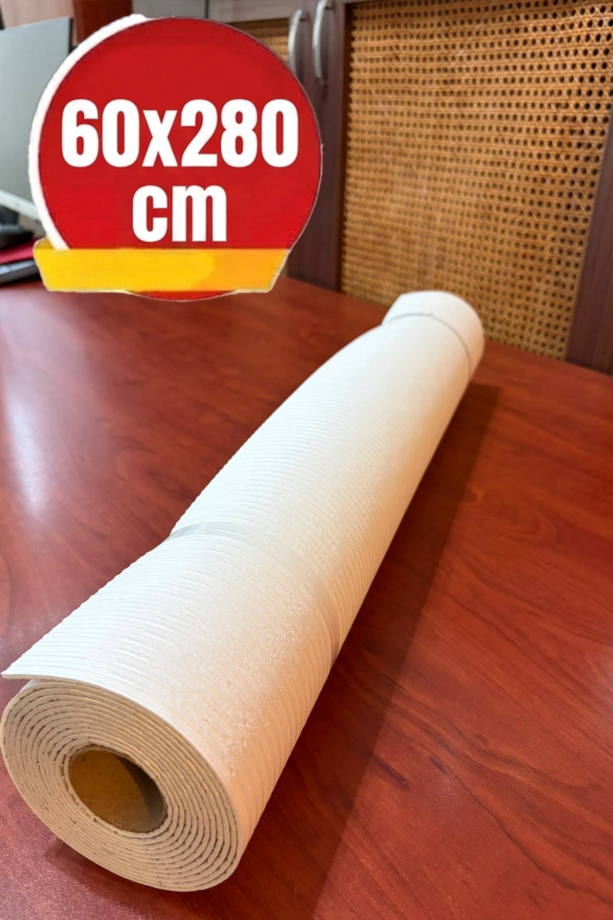 60x280 cm Kabartmalı Dokulu Beyaz Renk Tek Rulo Halinde Ek Yersiz Tek Parça XPE Isı Ses Yalıtım Kendinden Yapışkanlı Kendinden Desenli Dokulu Köpük Duvar Kağıdı-R-4001
