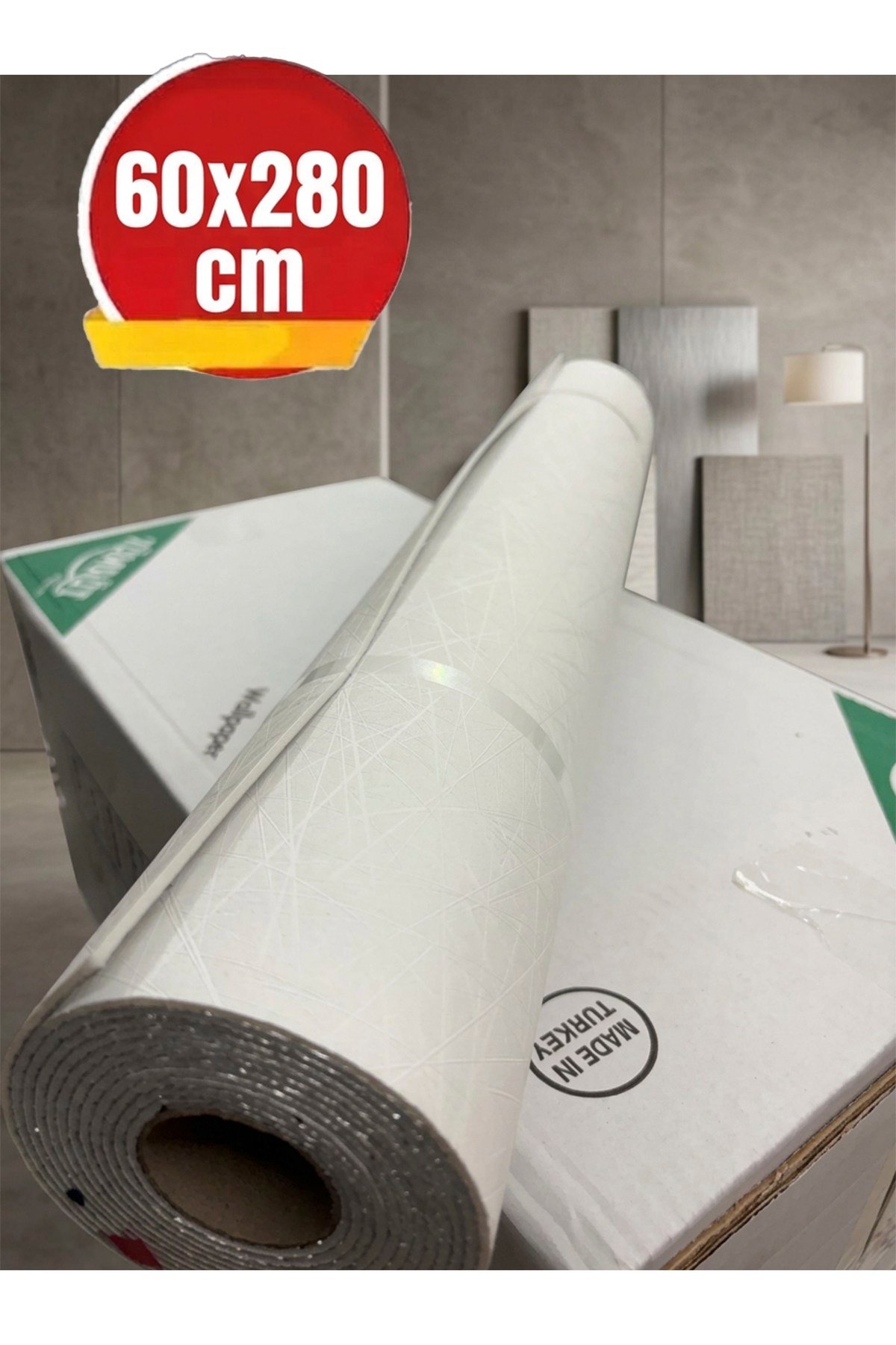60x280 cm Kabartmalı Dokulu Beyaz Renk Tek Rulo Halinde Ek Yersiz Tek Parça XPE Isı Ses Yalıtım Kendinden Yapışkanlı Kendinden Desenli Dokulu Köpük Duvar Kağıdı-R-8001