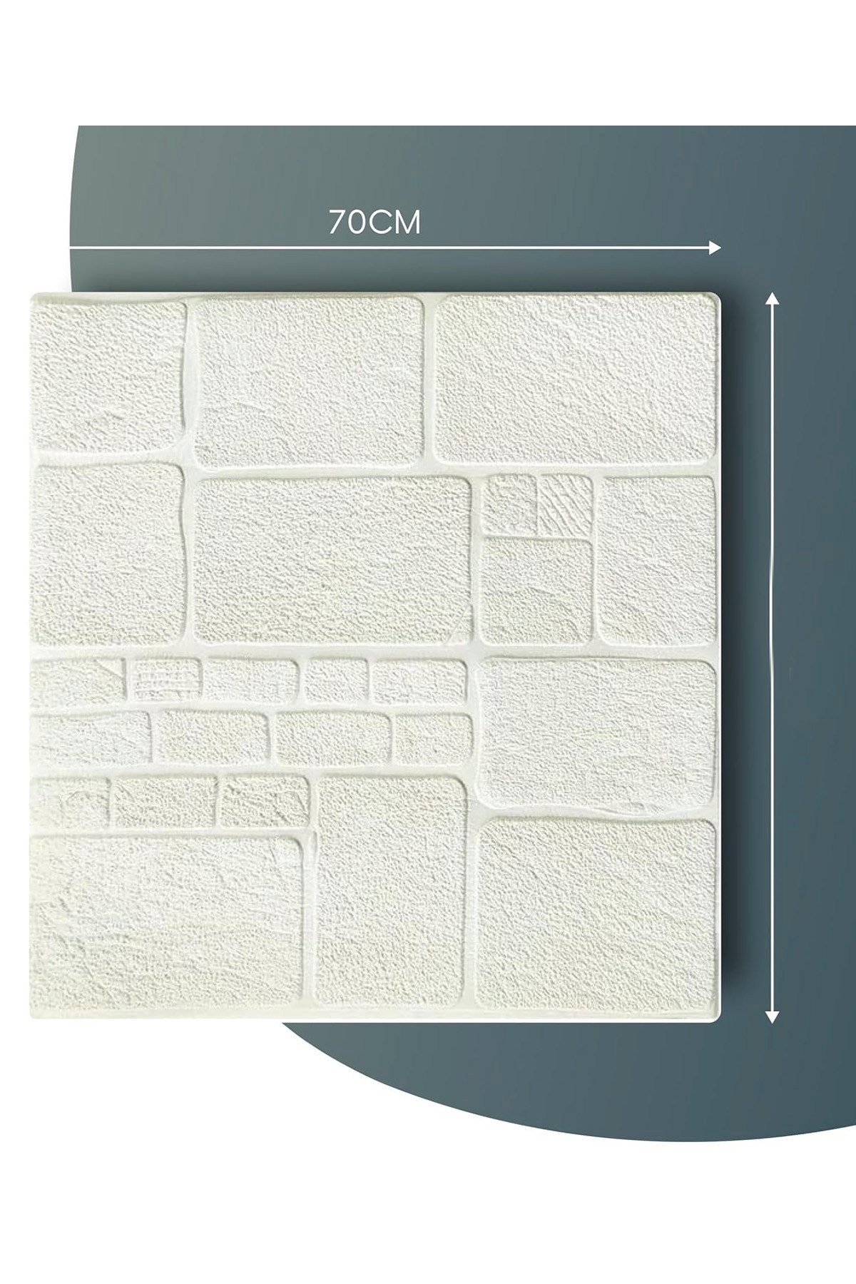 70x70 cm 0,50M² Beyaz 3d Dekoratif Kendinden Yapışkanlı Alaçatı Taş Ev Tuğla Kesme Tuğla Estetik Duvar Paneli Köpük -3108